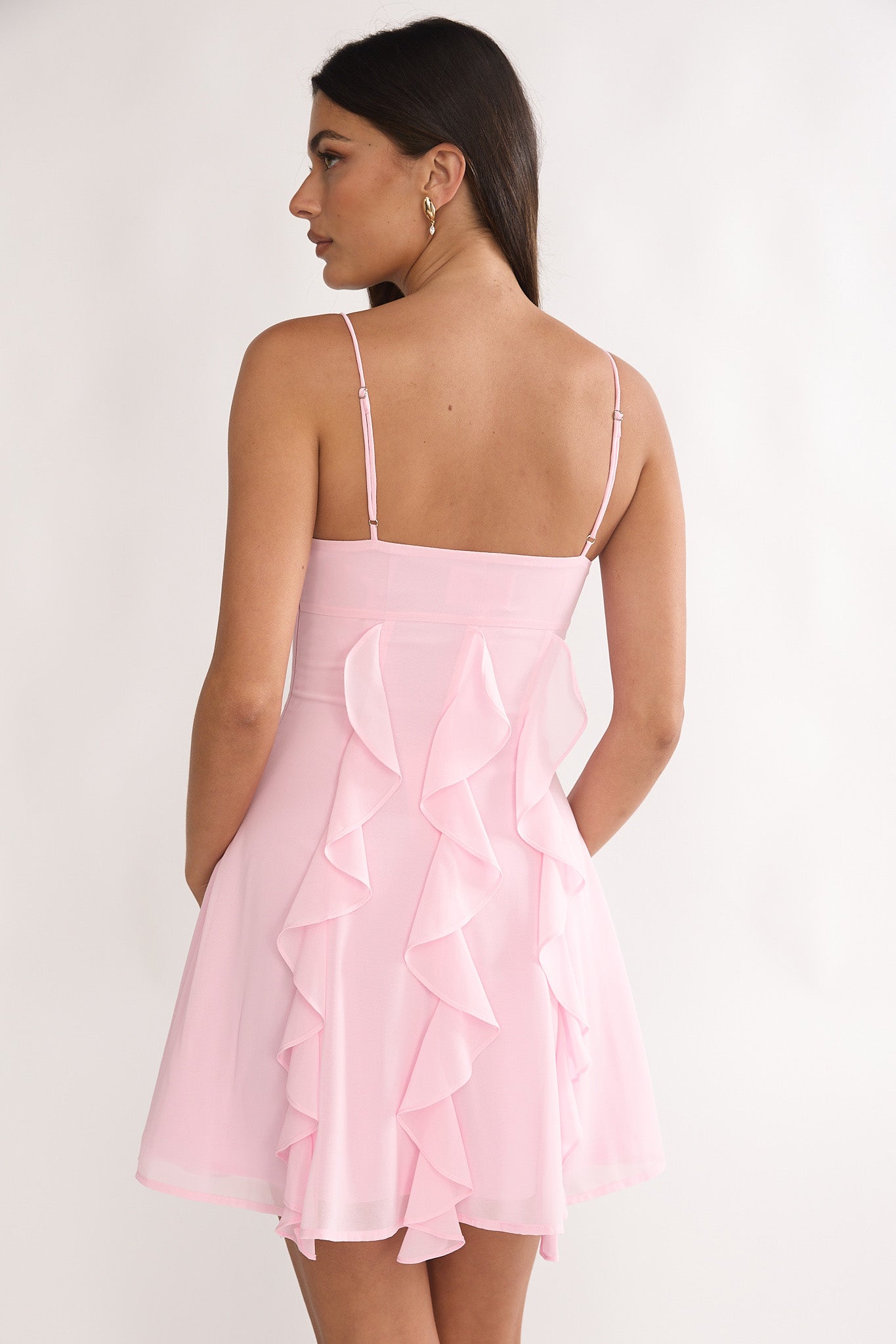 Katalia Ruffle Mini Dress Blush by Selfie Leslie Australia