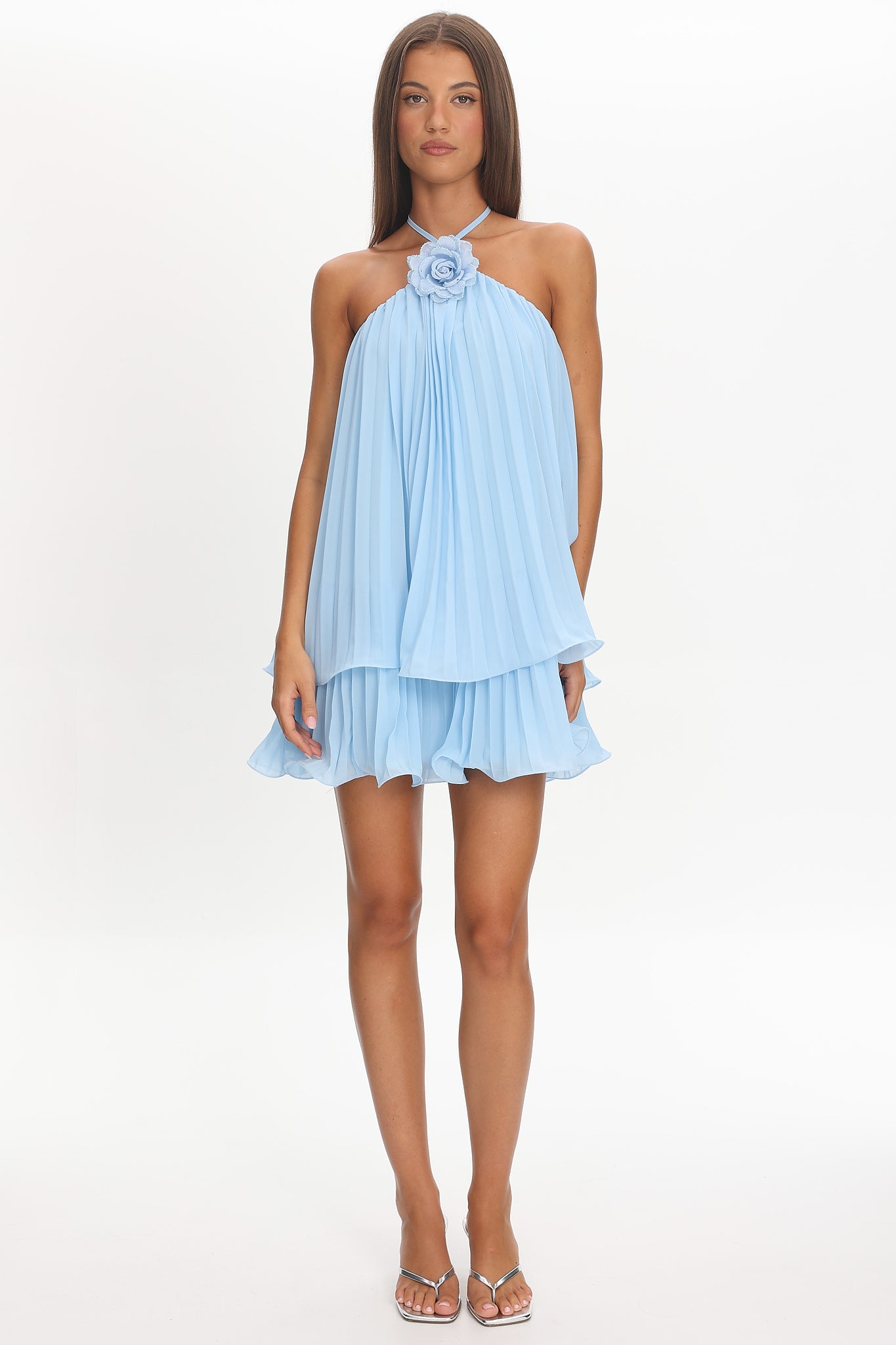 Major Crush Pleated Mini Dress Blue by Selfie Leslie Australia