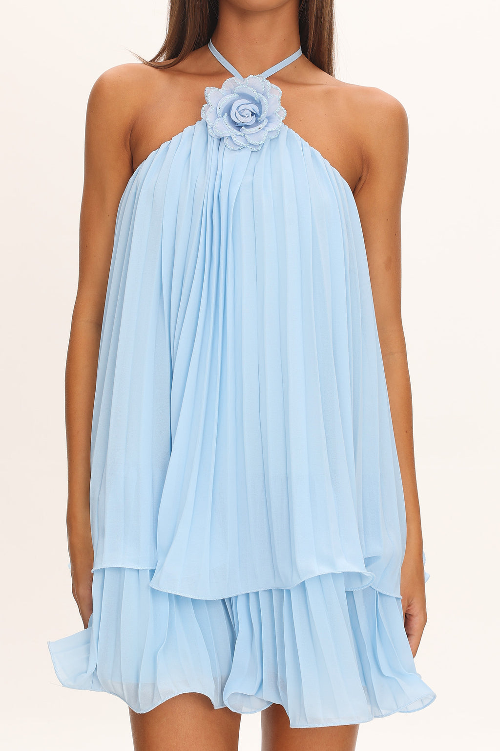 Major Crush Pleated Mini Dress Blue by Selfie Leslie Australia