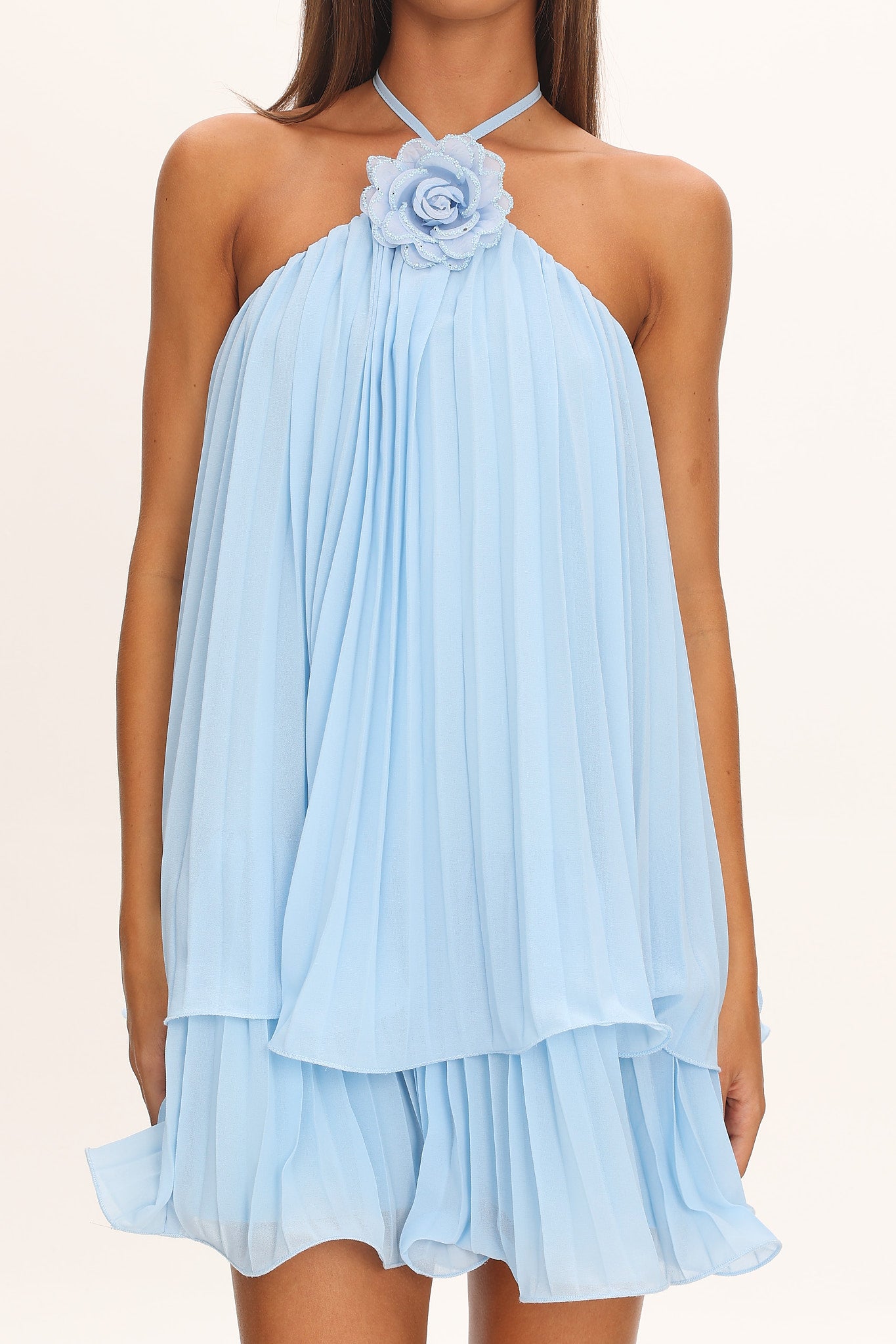 Major Crush Pleated Mini Dress Blue by Selfie Leslie Australia