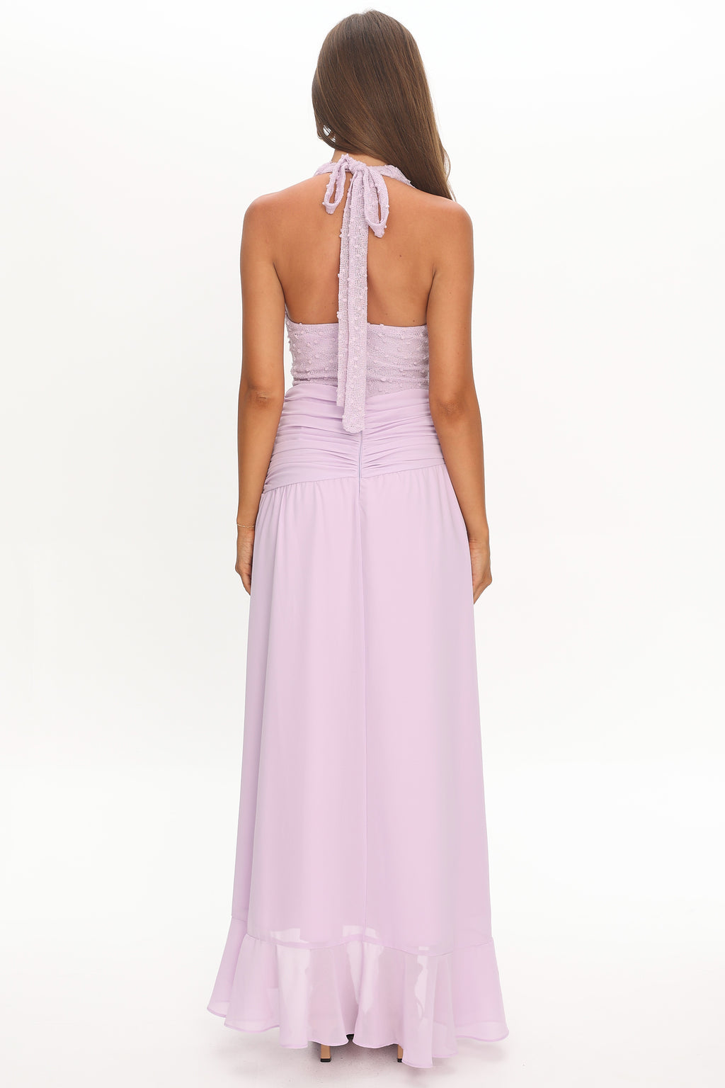 Luella Textured Halter Split Maxi Dress Lilac by Selfie Leslie Australia