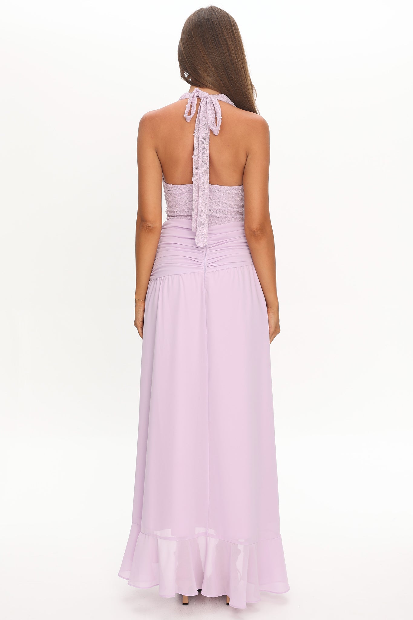 Luella Textured Halter Split Maxi Dress Lilac by Selfie Leslie Australia