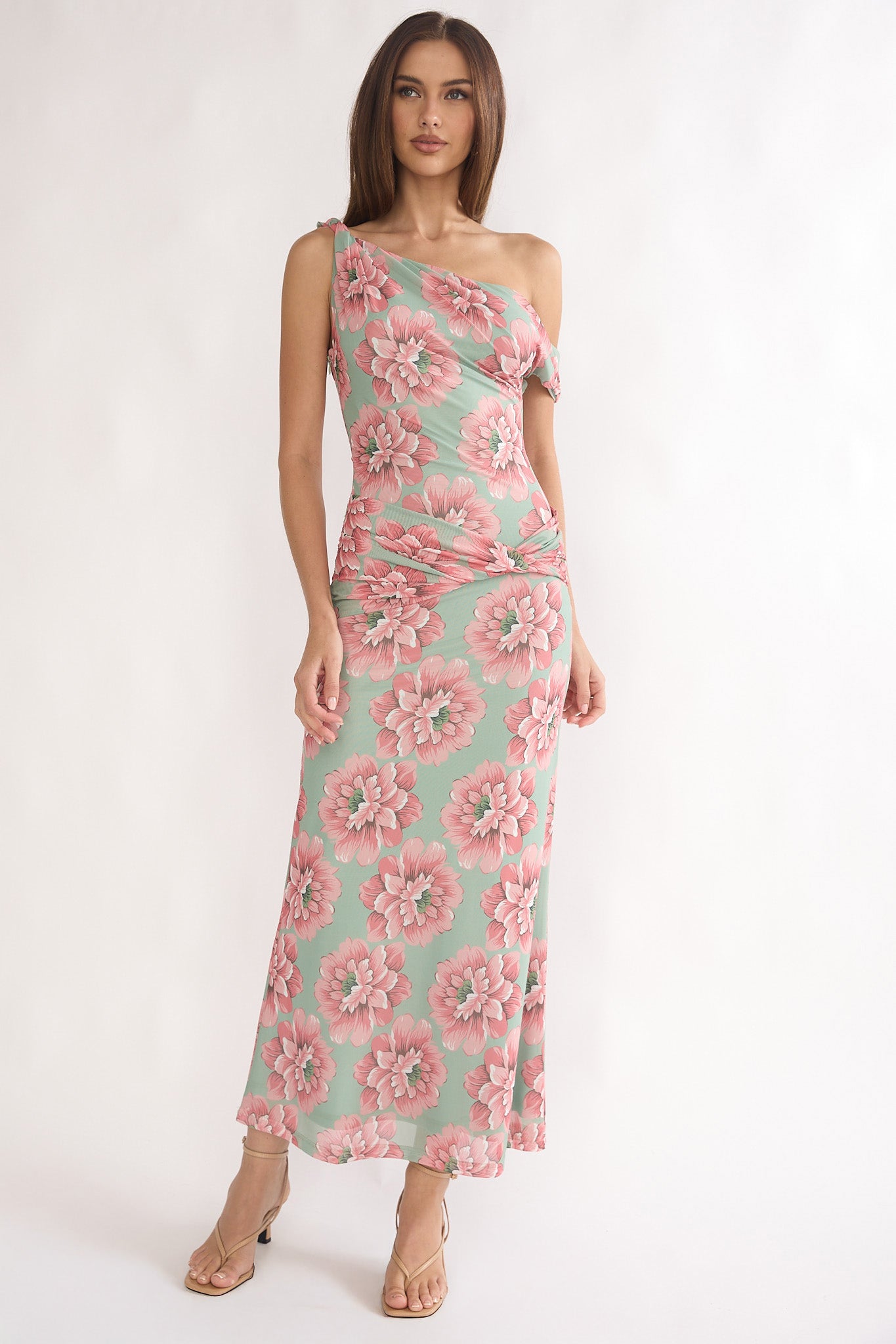 Harla Asymmetric Neckline Maxi Dress Floral by Selfie Leslie Australia