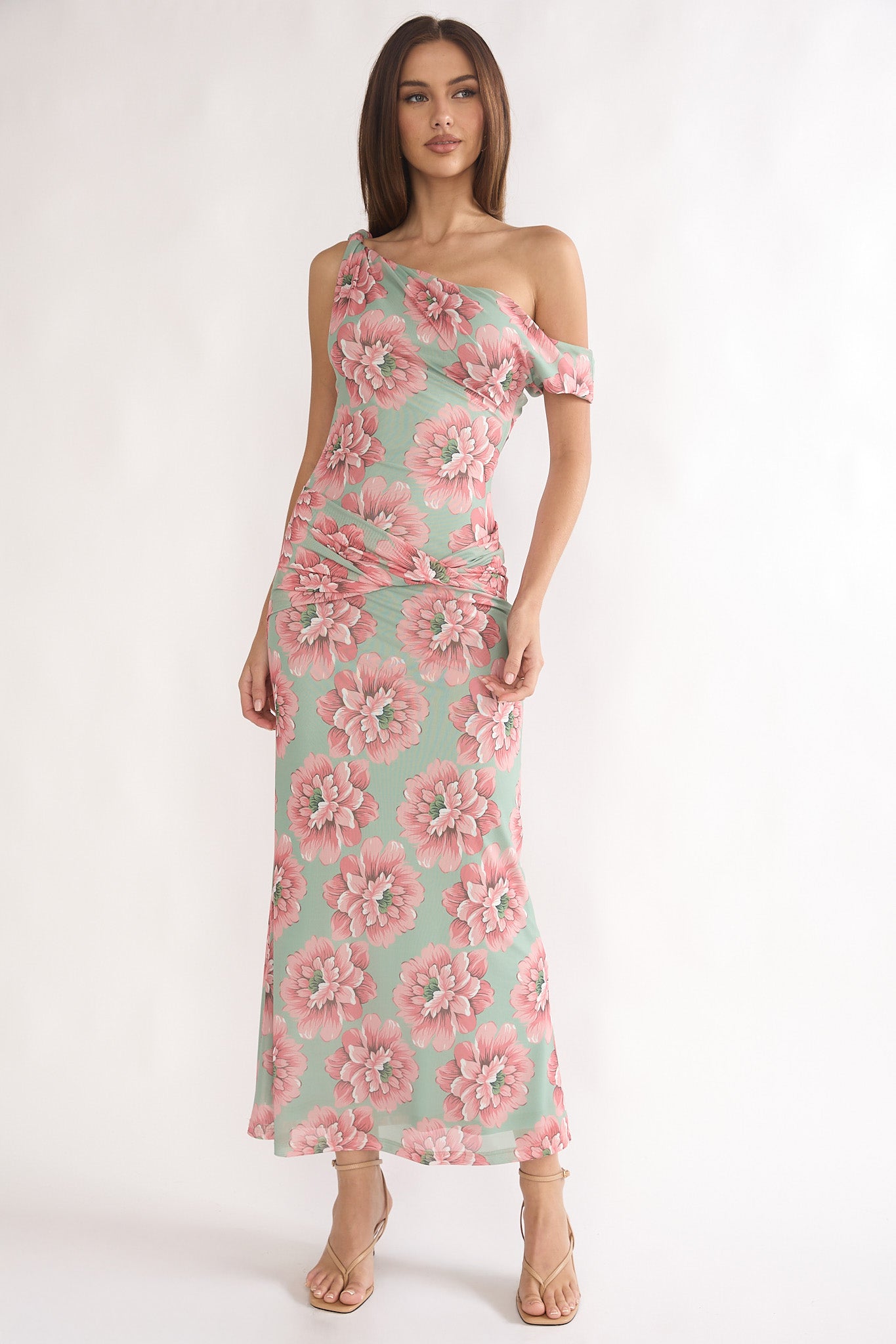 Harla Asymmetric Neckline Maxi Dress Floral by Selfie Leslie Australia