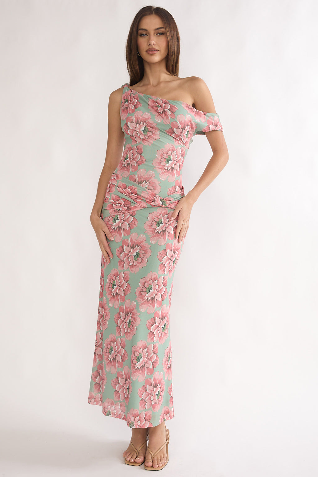 Harla Asymmetric Neckline Maxi Dress Floral by Selfie Leslie Australia