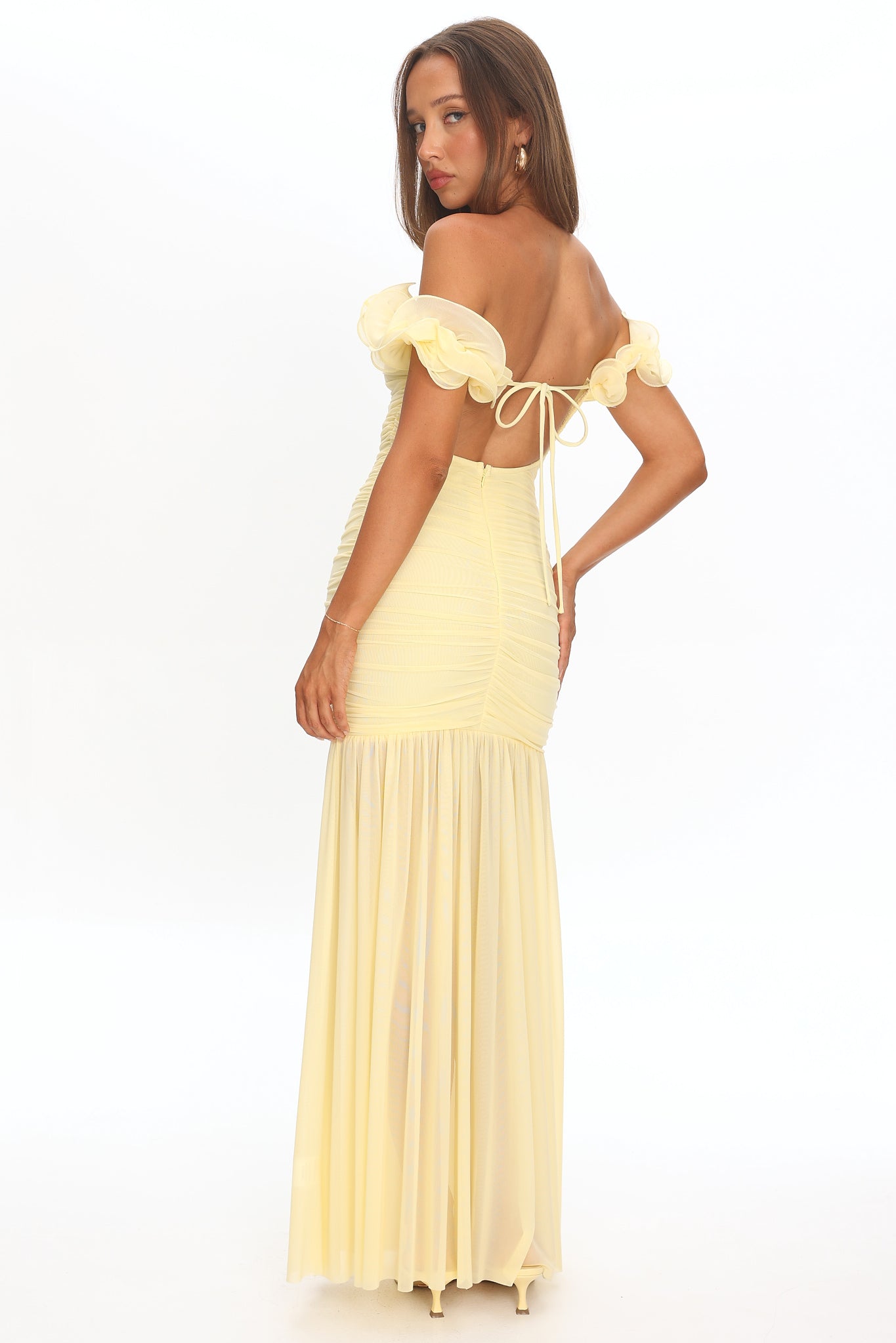 Bluebell Off-Shoulder Ruched Maxi Dress Butter
