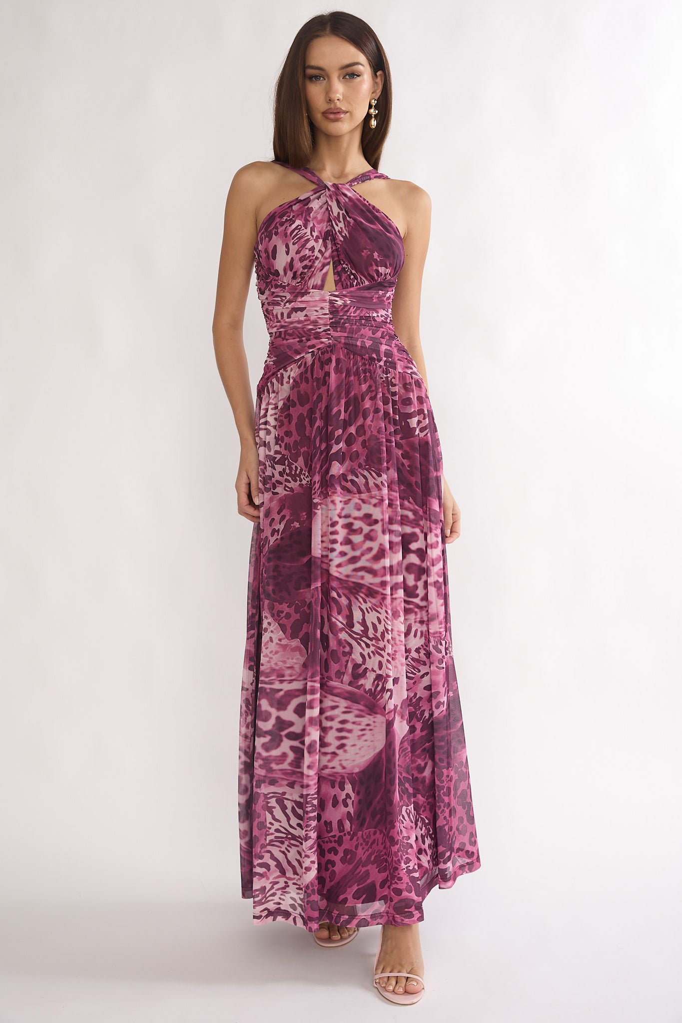 Pirelle Cut-Out Back Maxi Dress Leopard Purple by Selfie Leslie Australia