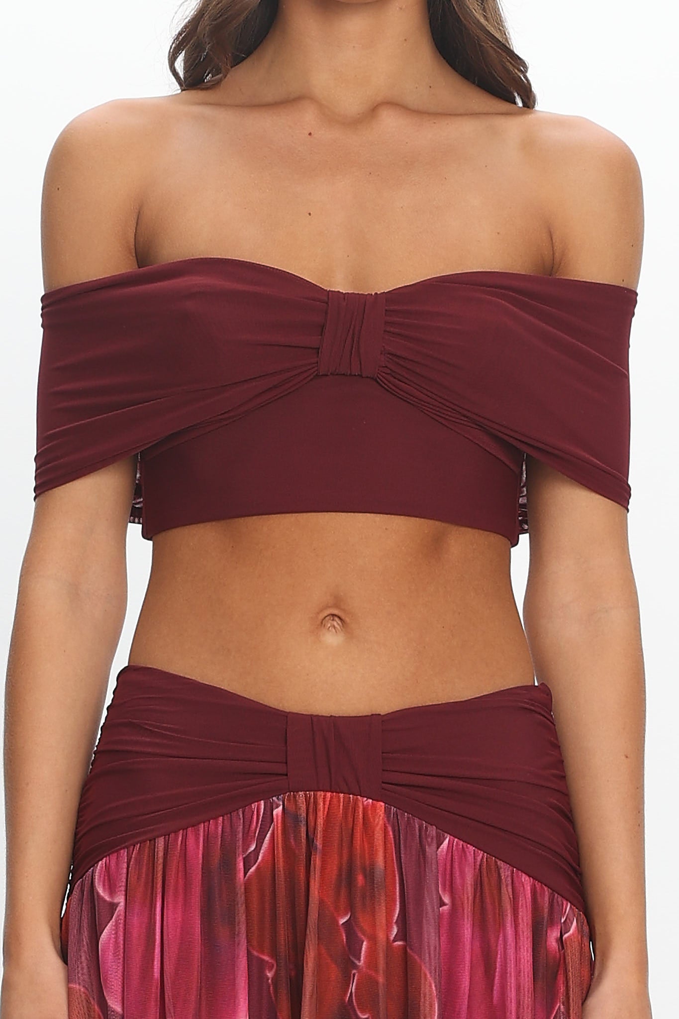 Farela Strapless Crop Top Fuchsia