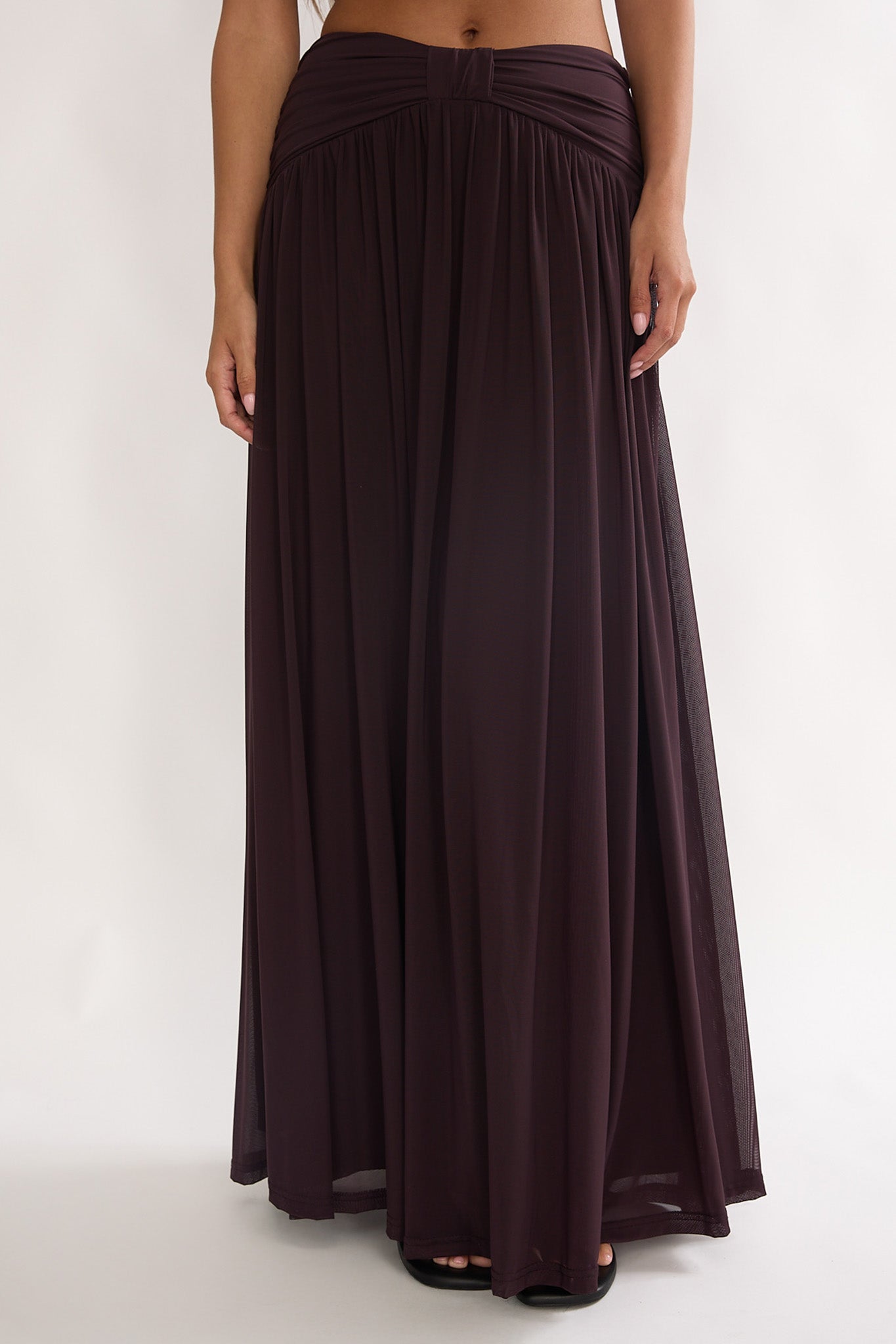 Farela Ruched Waist Maxi Skirt Coffee by Selfie Leslie Australia