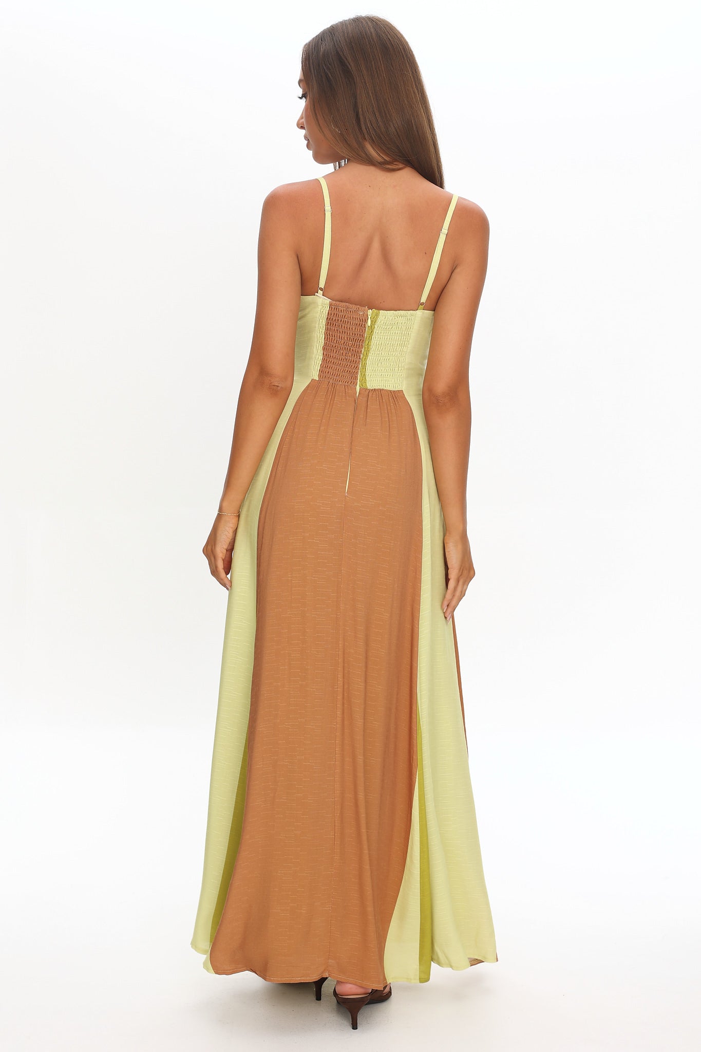 Nolan Princess Seam Maxi Dress Stripe Green by Selfie Leslie Australia