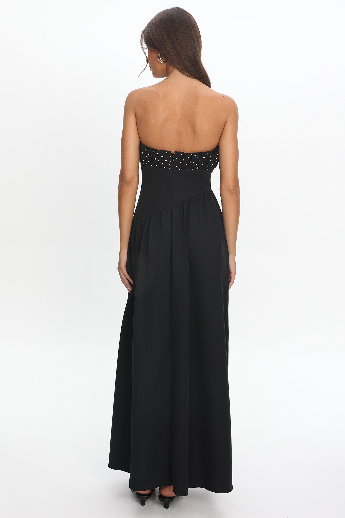 Illianah Frill Bust Asymmetric Hem Maxi Dress Black by Selfie Leslie Australia