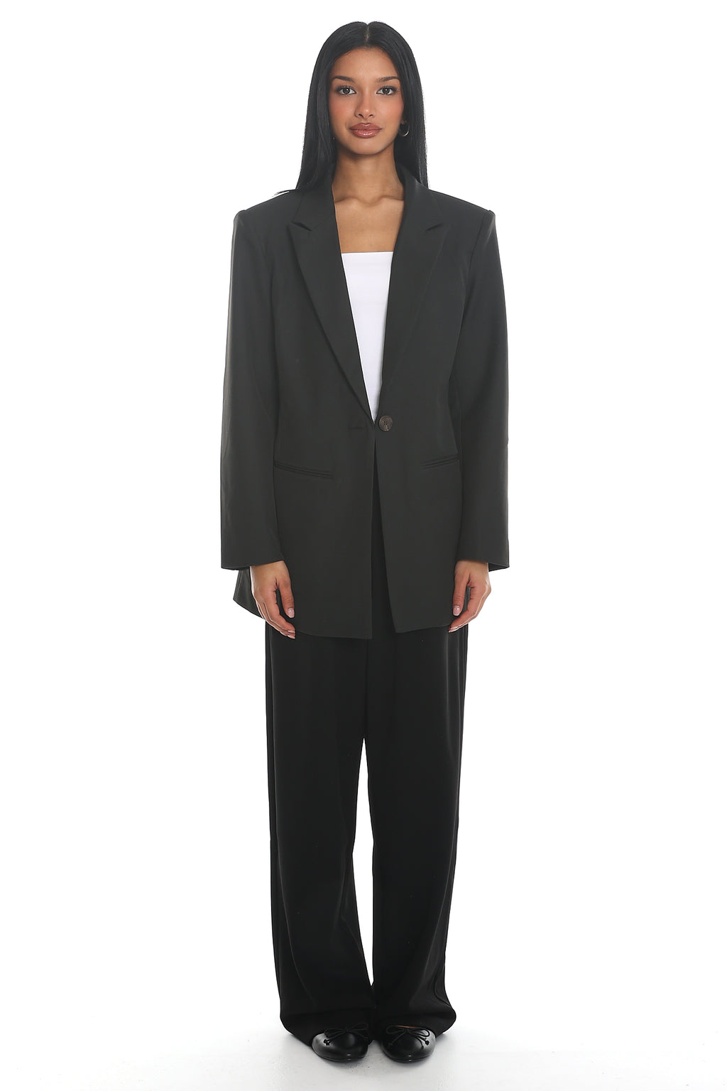 Serana Notch Lapel Oversized Blazer Black by Selfie Leslie Australia
