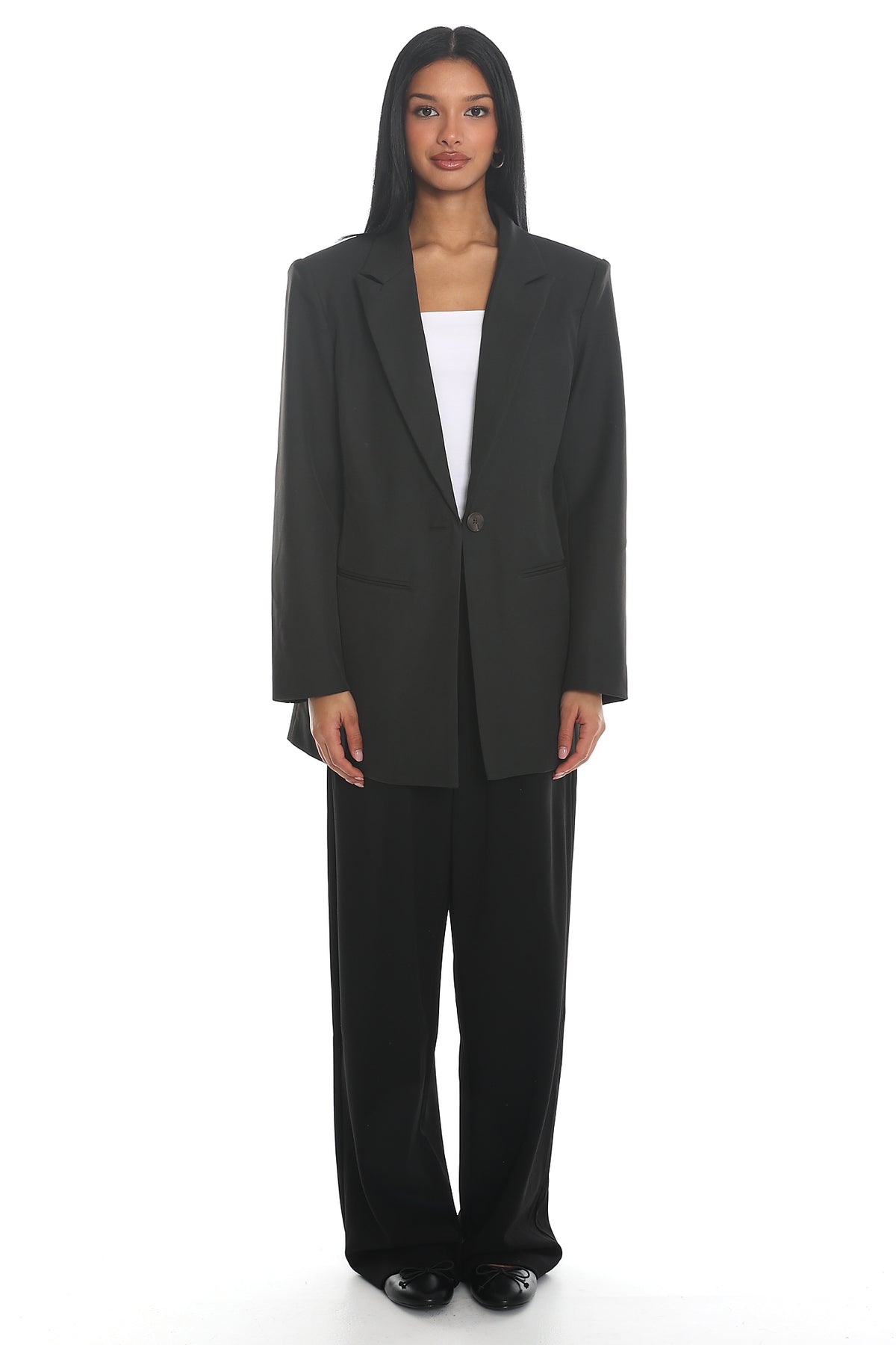 Serana Notch Lapel Oversized Blazer Black by Selfie Leslie Australia