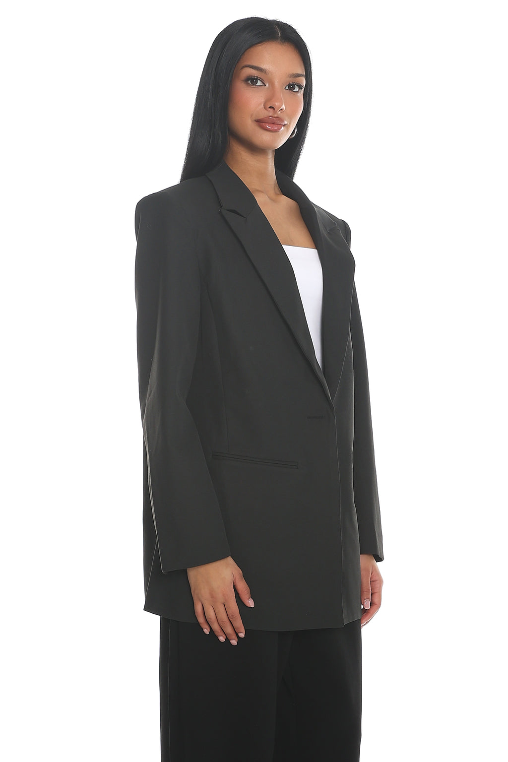 Serana Notch Lapel Oversized Blazer Black by Selfie Leslie Australia