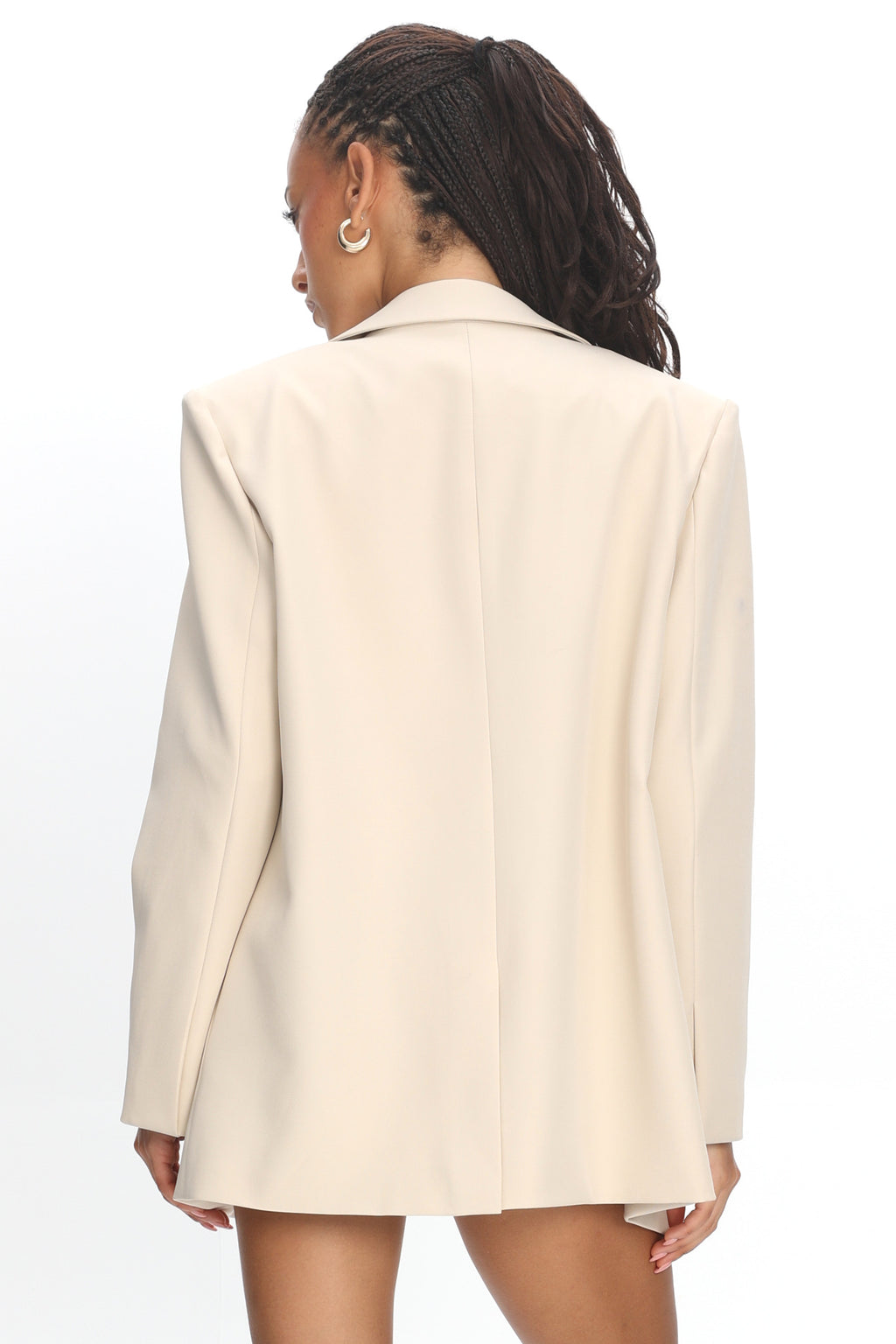 Serana Notch Lapel Oversized Blazer Beige by Selfie Leslie Australia