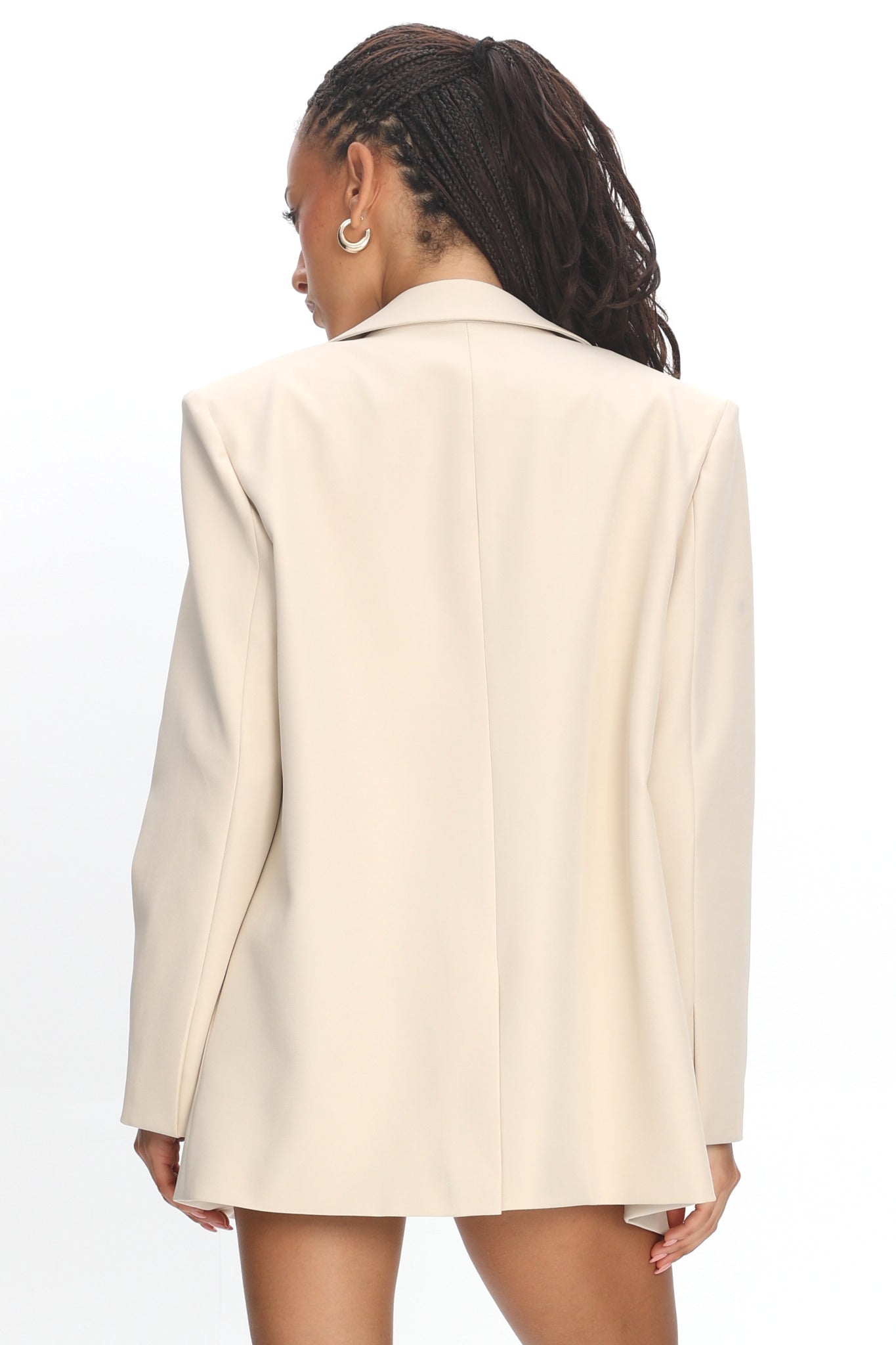 Serana Notch Lapel Oversized Blazer Beige by Selfie Leslie Australia