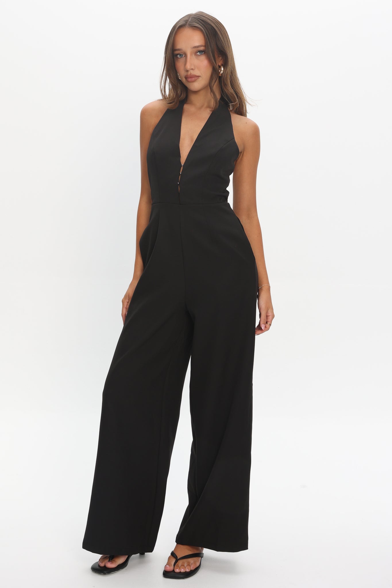 Enlighten Halterneck Jumpsuit Black by Selfie Leslie Australia
