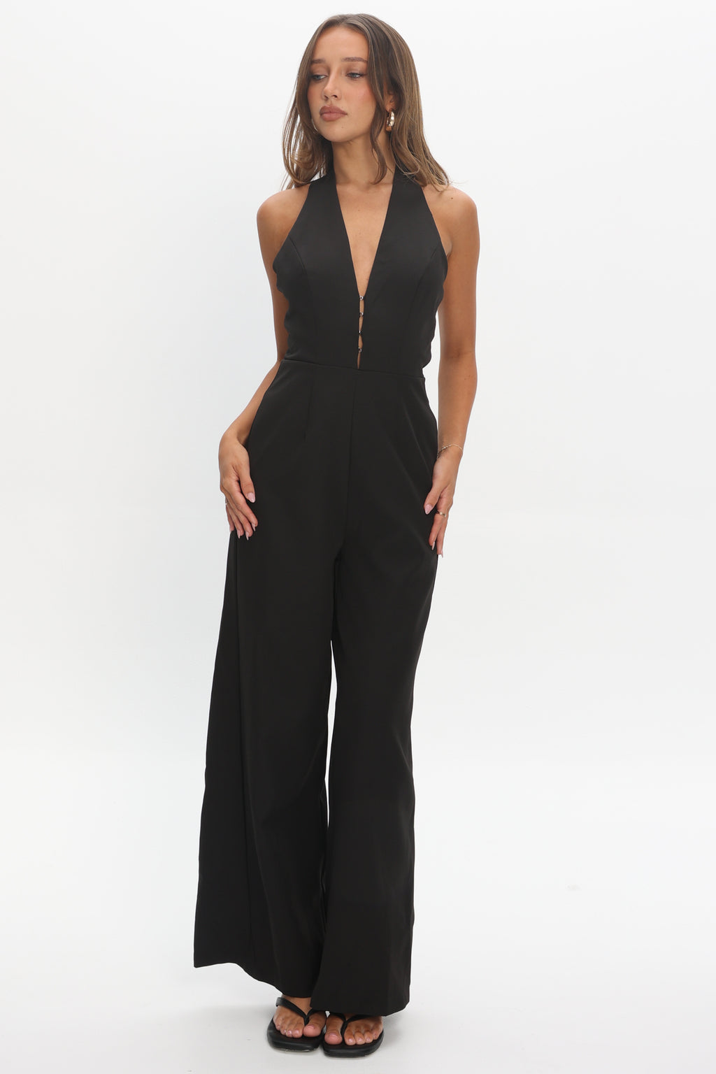 Enlighten Halterneck Jumpsuit Black by Selfie Leslie Australia