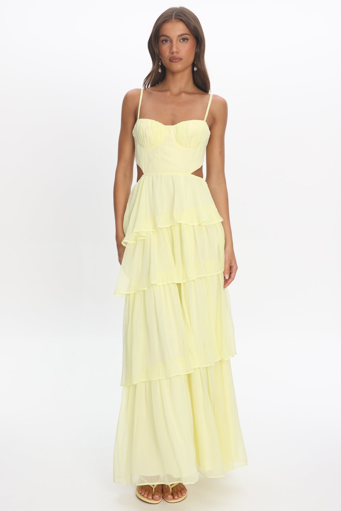 Vianne Tiered Cut-Out Maxi Dress Butter by Selfie Leslie Australia