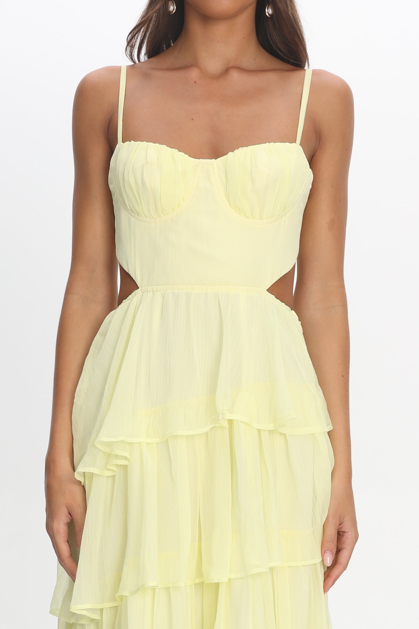 Vianne Tiered Cut-Out Maxi Dress Butter by Selfie Leslie Australia