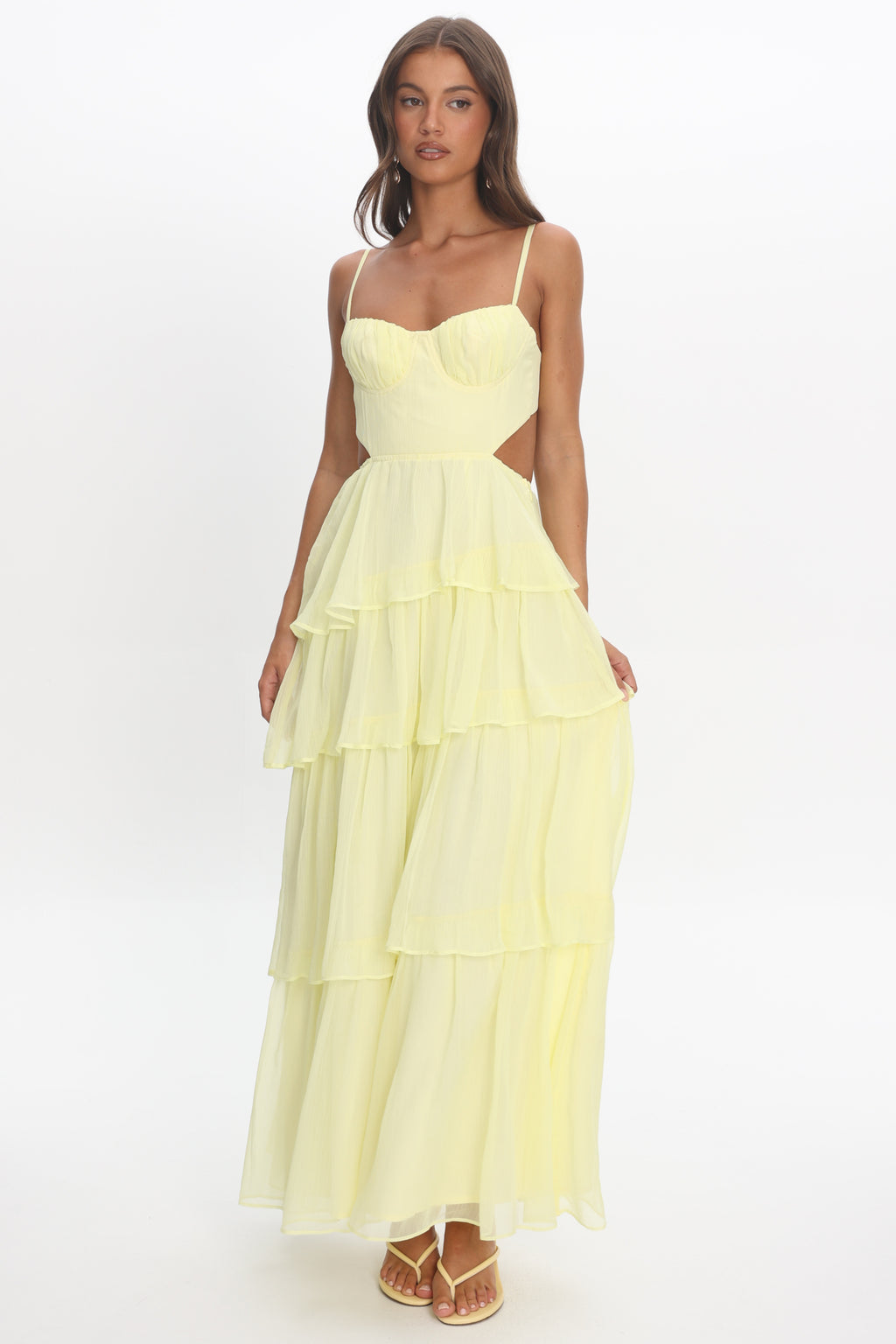 Vianne Tiered Cut-Out Maxi Dress Butter by Selfie Leslie Australia