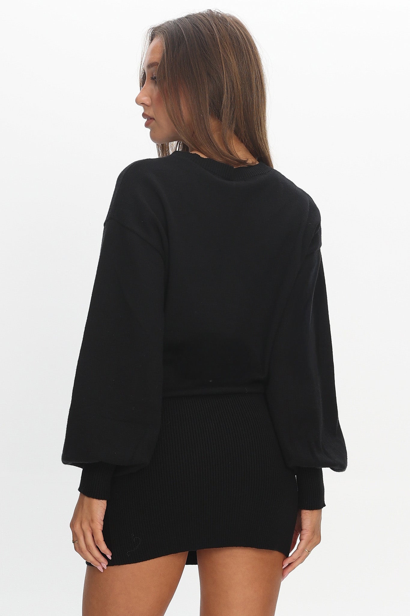 Azari Buttoned Knit Mini Dress Black by Selfie Leslie Australia
