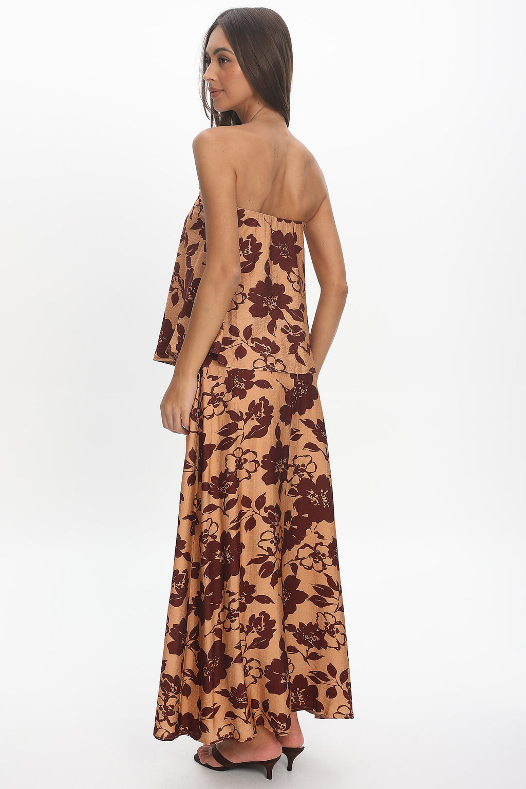 Sorella Floral Maxi Skirt Chocolate