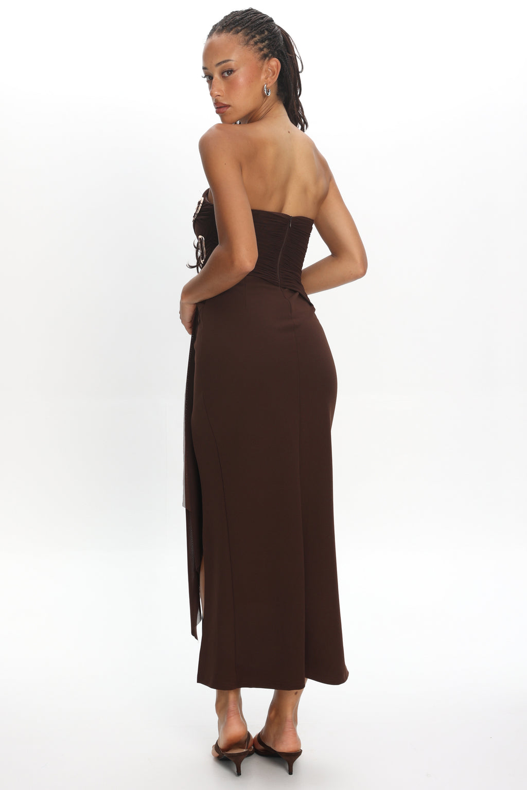 Karla Strapless Buckle Maxi Dress Coffee