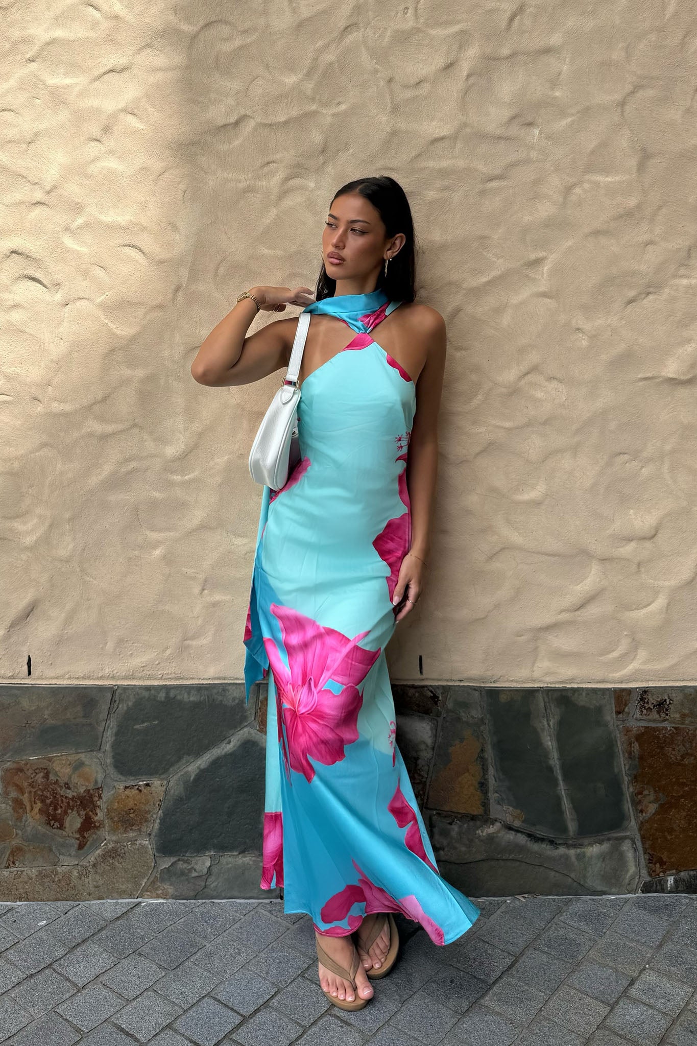 Risha Scarf Maxi Dress Lily Hot Pink by Selfie Leslie Australia