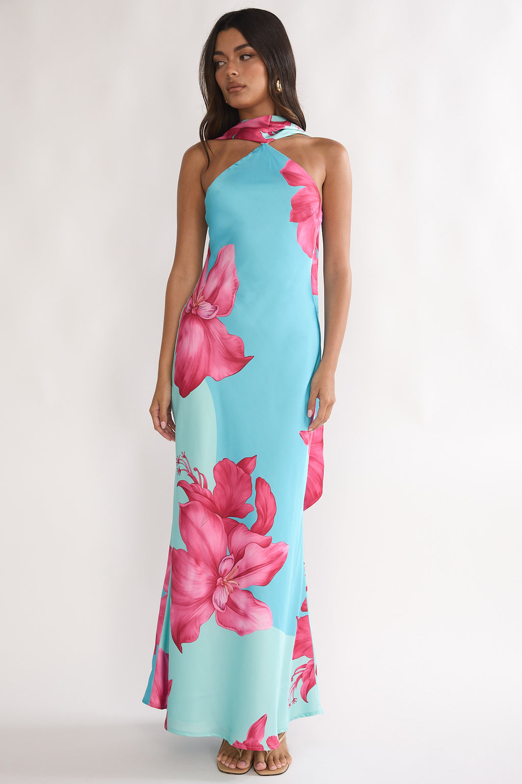 Risha Scarf Maxi Dress Lily Hot Pink by Selfie Leslie Australia