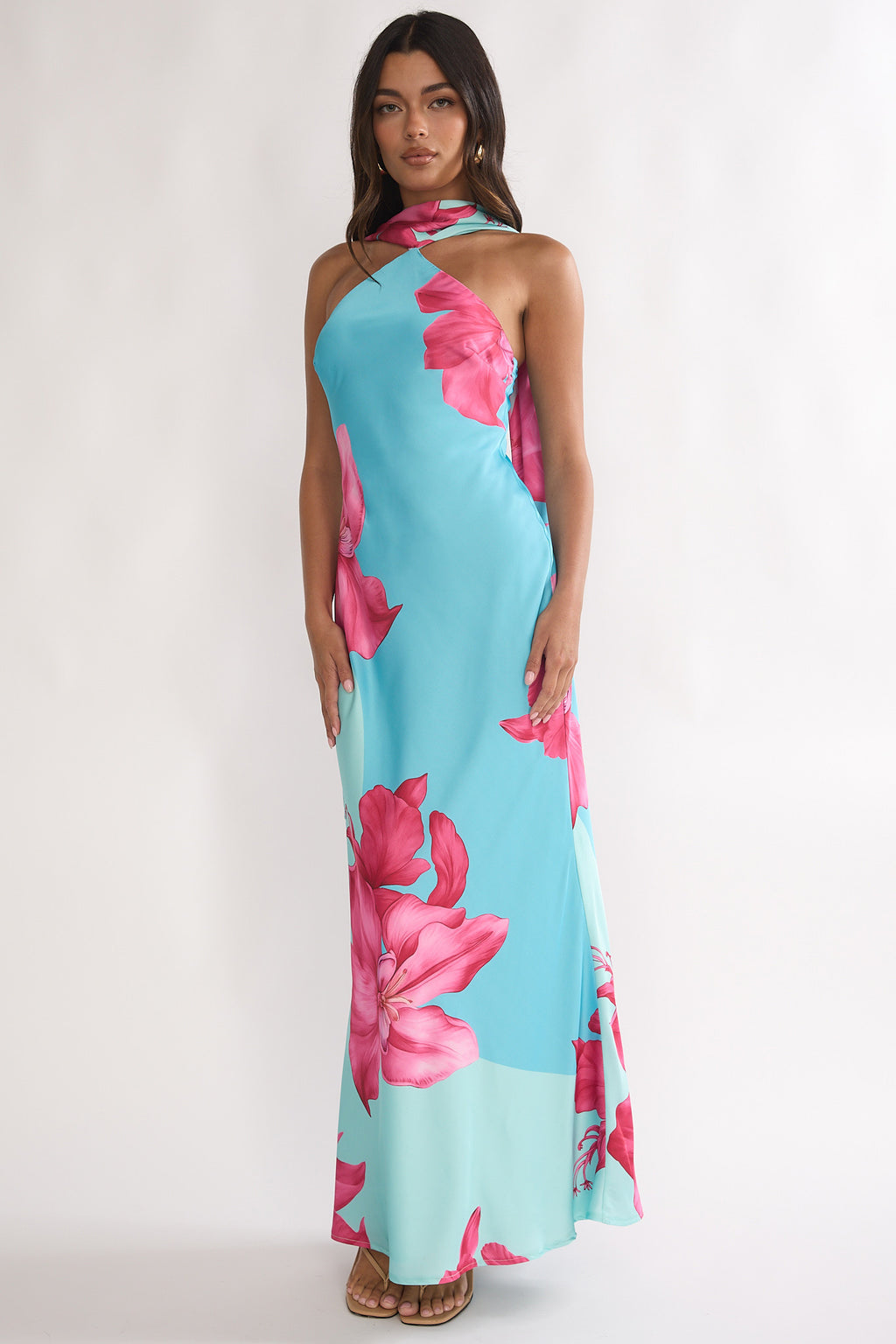 Risha Scarf Maxi Dress Lily Hot Pink by Selfie Leslie Australia
