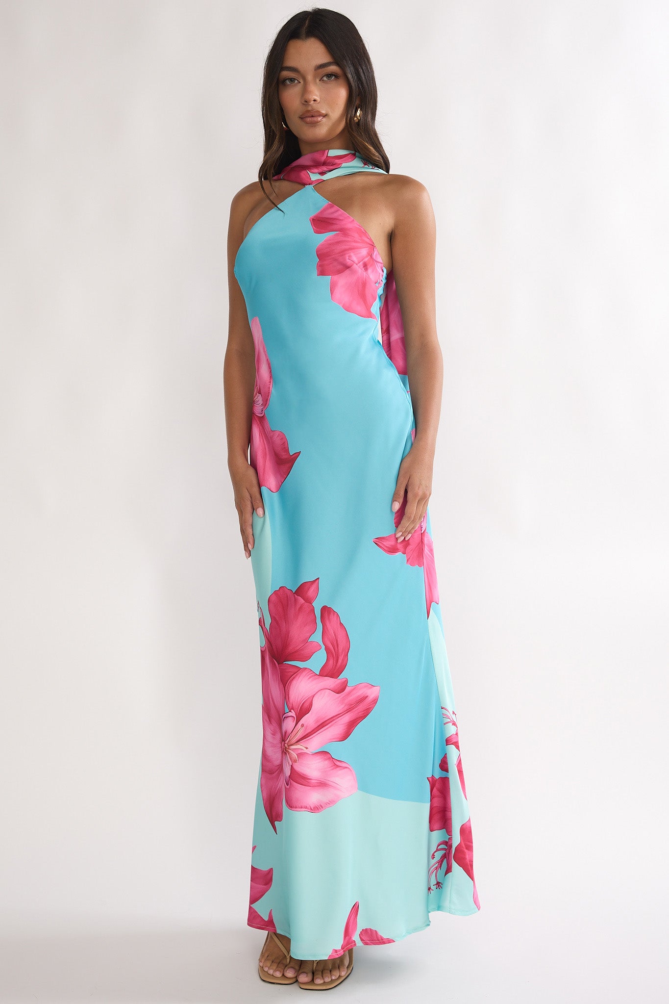 Risha Scarf Maxi Dress Lily Hot Pink by Selfie Leslie Australia