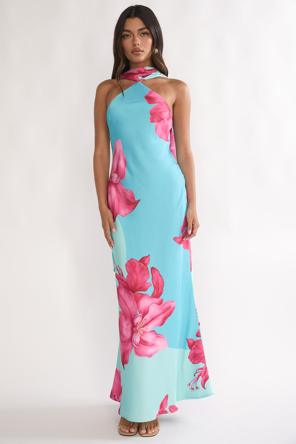 Risha Scarf Maxi Dress Lily Hot Pink by Selfie Leslie Australia