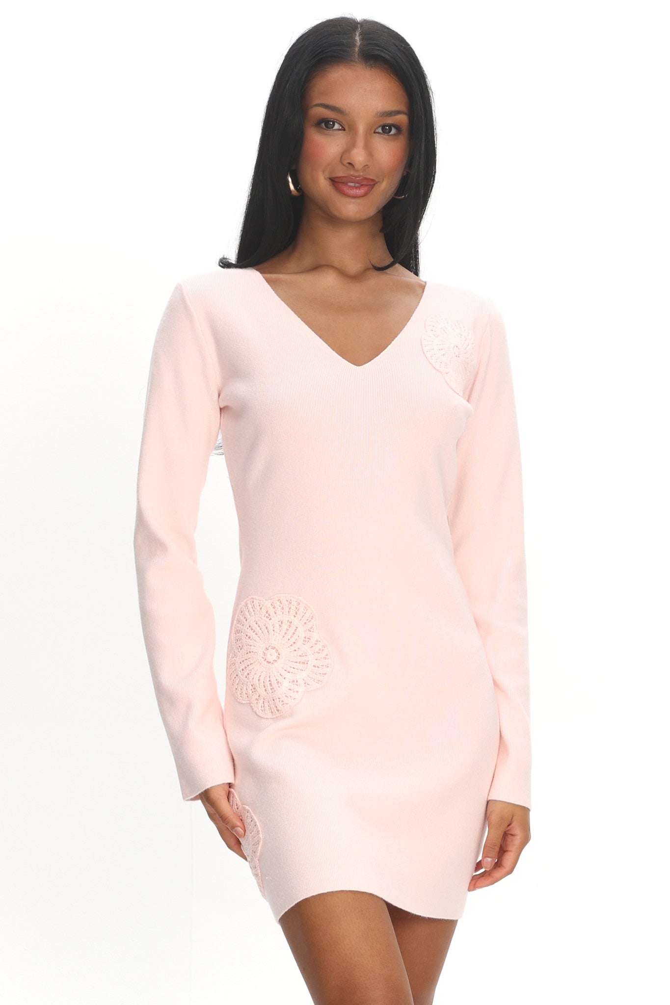 Xanda Knit Mini Dress Baby Pink by Selfie Leslie Australia