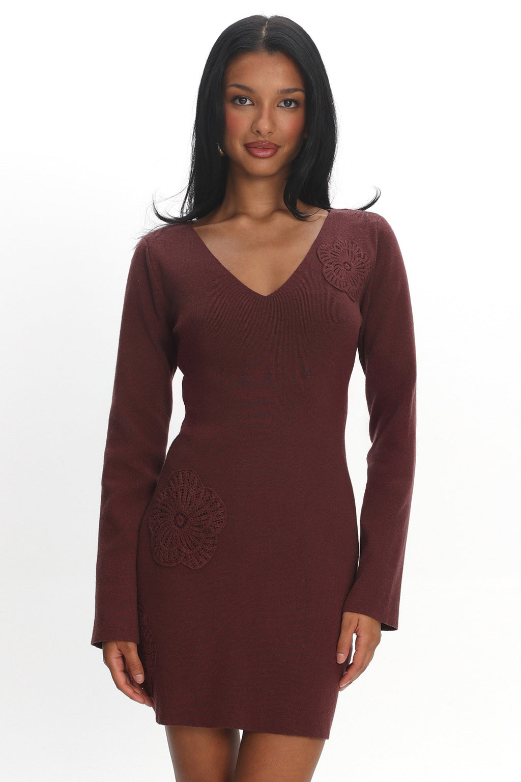 Xanda Knit Mini Dress Chocolate by Selfie Leslie Australia