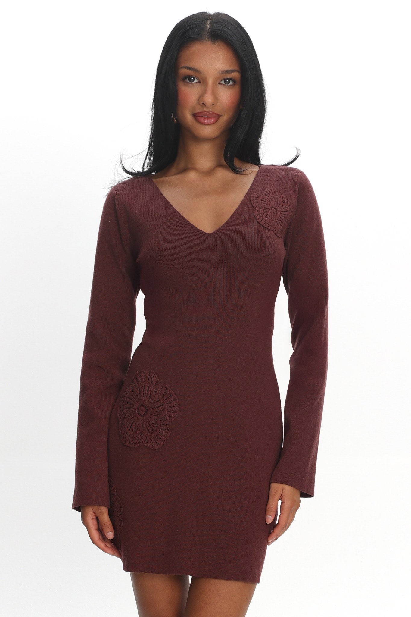 Xanda Knit Mini Dress Chocolate by Selfie Leslie Australia