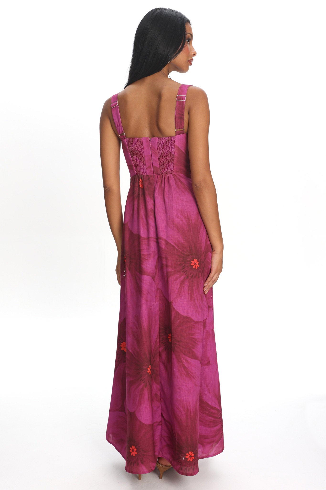 Teressa Square Neck Maxi Dress Floral Fuchsia by Selfie Leslie Australia