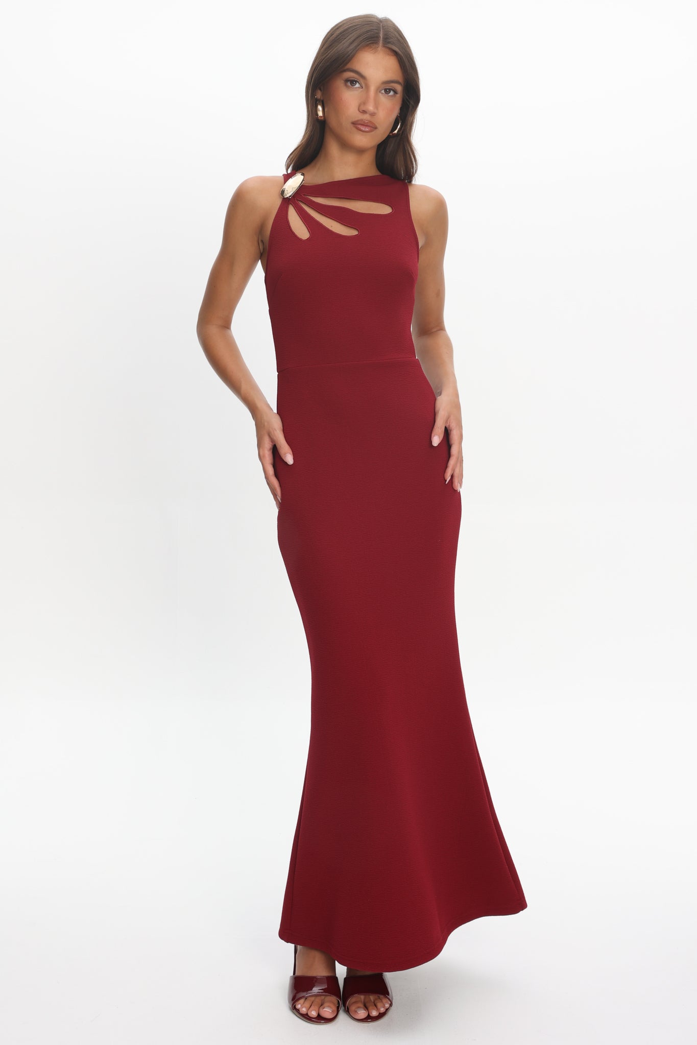 Antwerp Cut-Out Bust Maxi Dress Plum by Selfie Leslie Australia