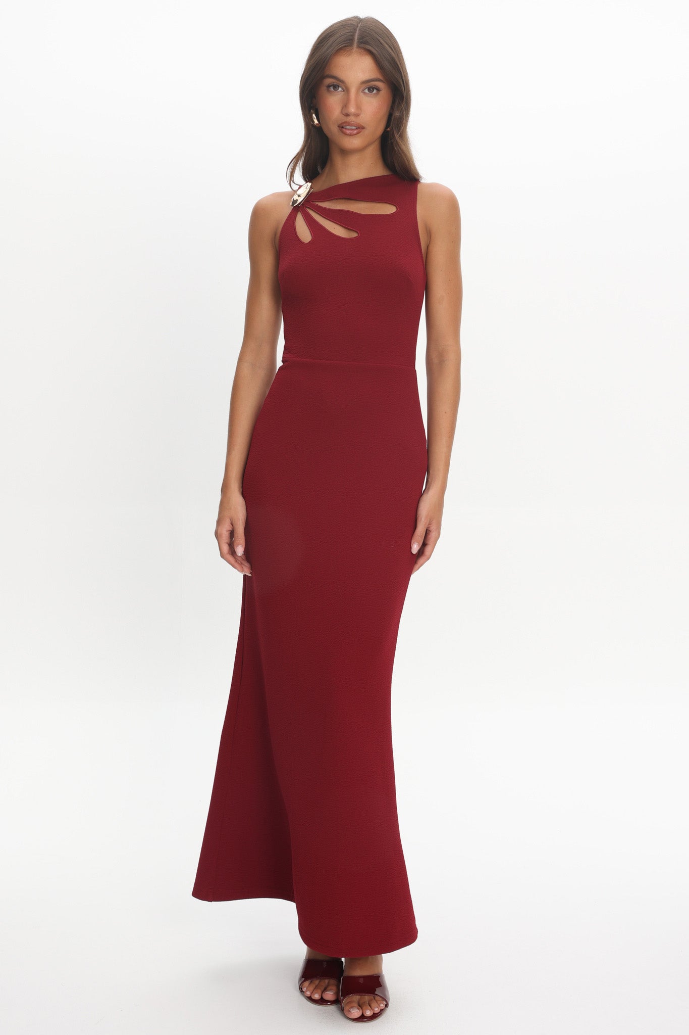 Antwerp Cut-Out Bust Maxi Dress Plum by Selfie Leslie Australia