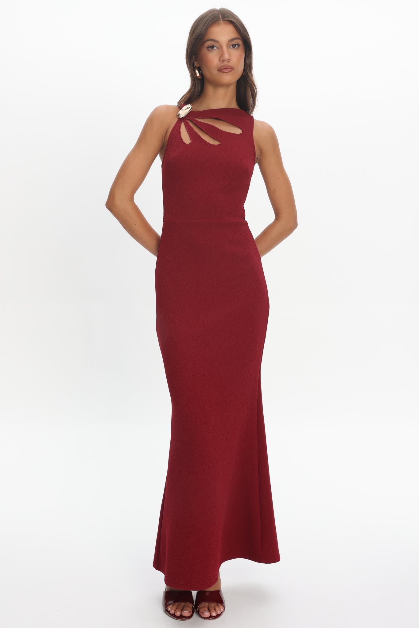 Antwerp Cut-Out Bust Maxi Dress Plum by Selfie Leslie Australia