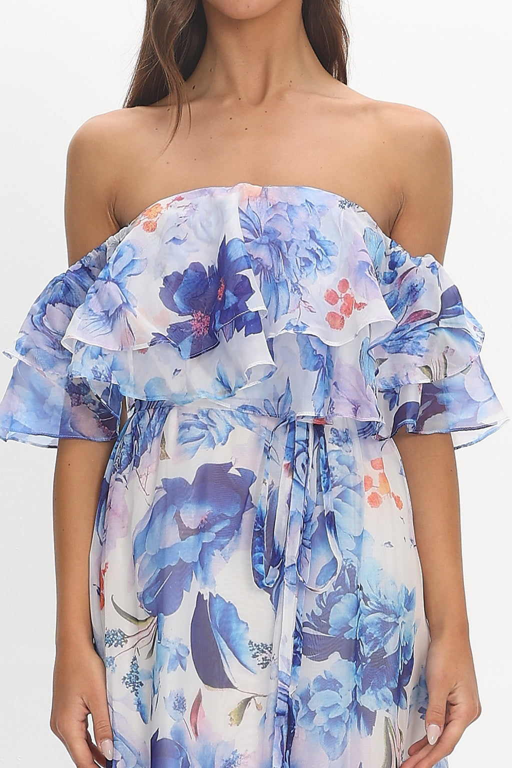 Nanjing Ruffle Maxi Dress Blue