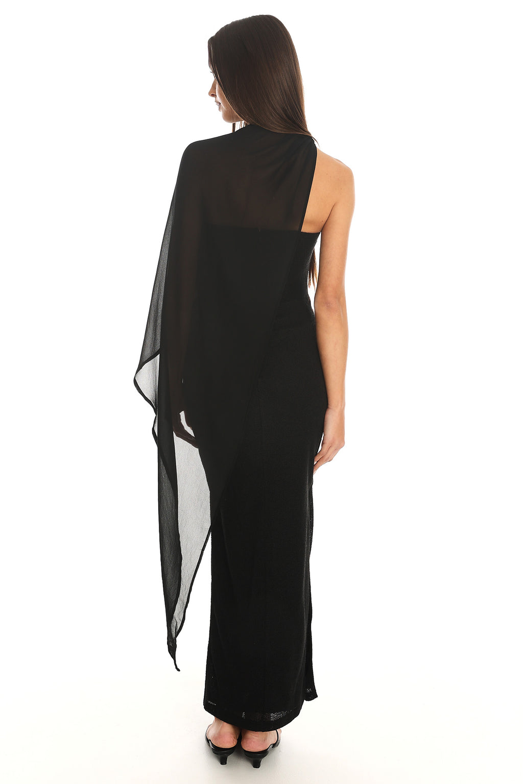 Maureena Strapless Scarf Maxi Dress Black