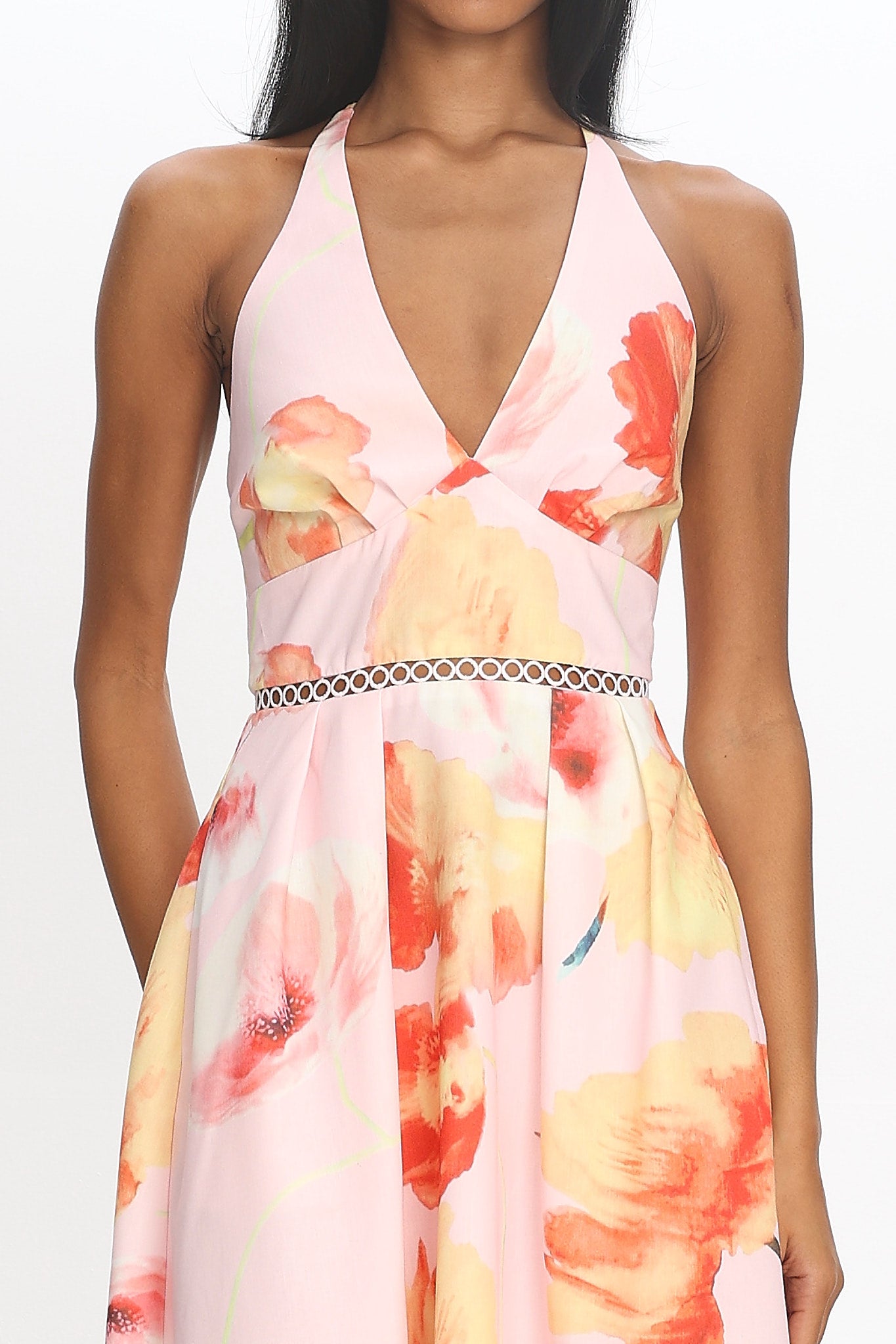 Ellin Tied Back Halter Maxi Dress Light Pink