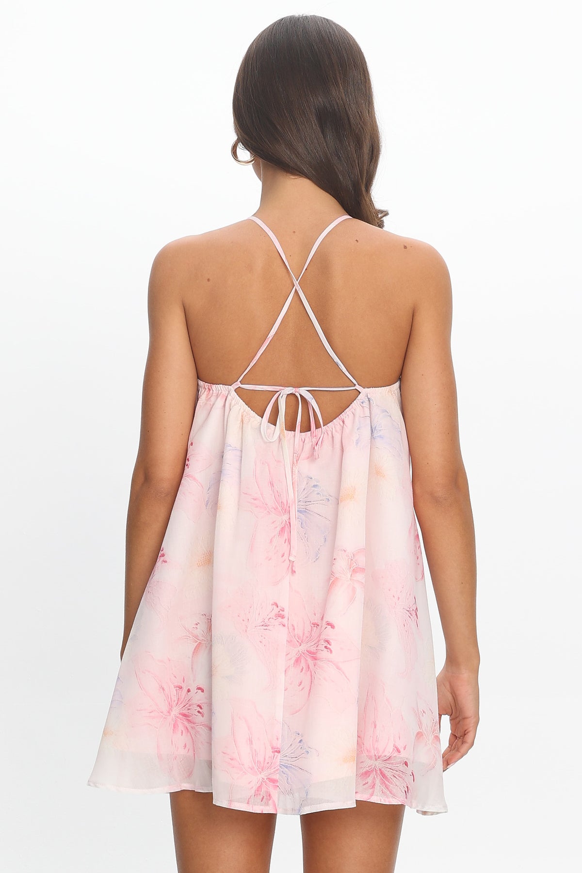 Petal Dreams Halter Mini Dress Light Pink