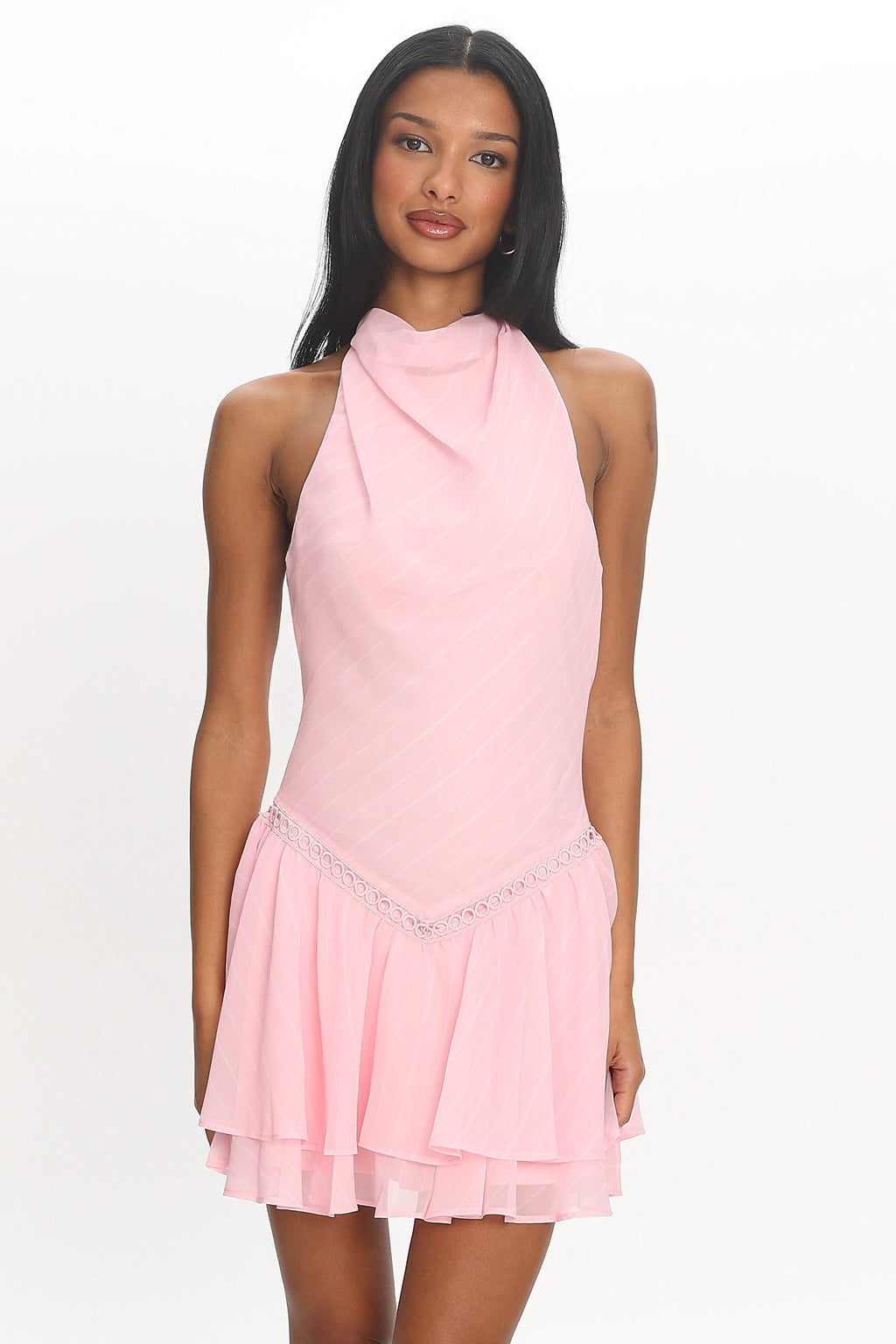 Perion Halter Mini Dress Light Pink