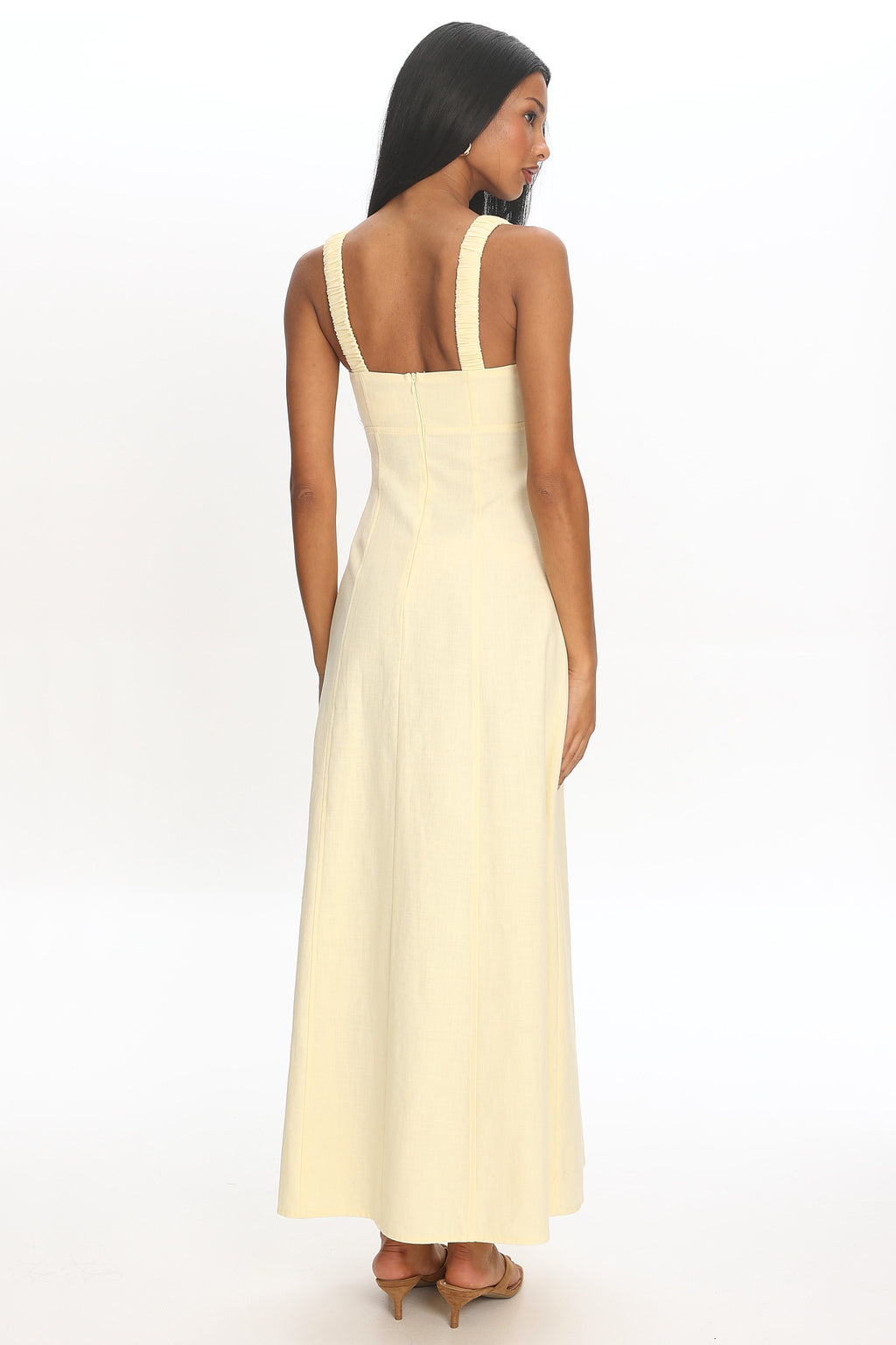 Petrichor Ruched Bust Maxi Dress Baby Yellow