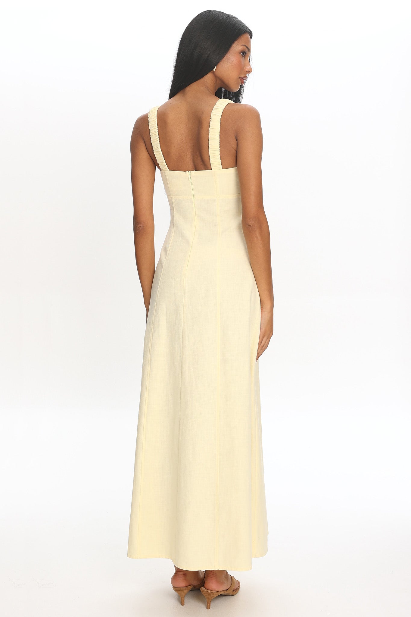 Petrichor Ruched Bust Maxi Dress Baby Yellow