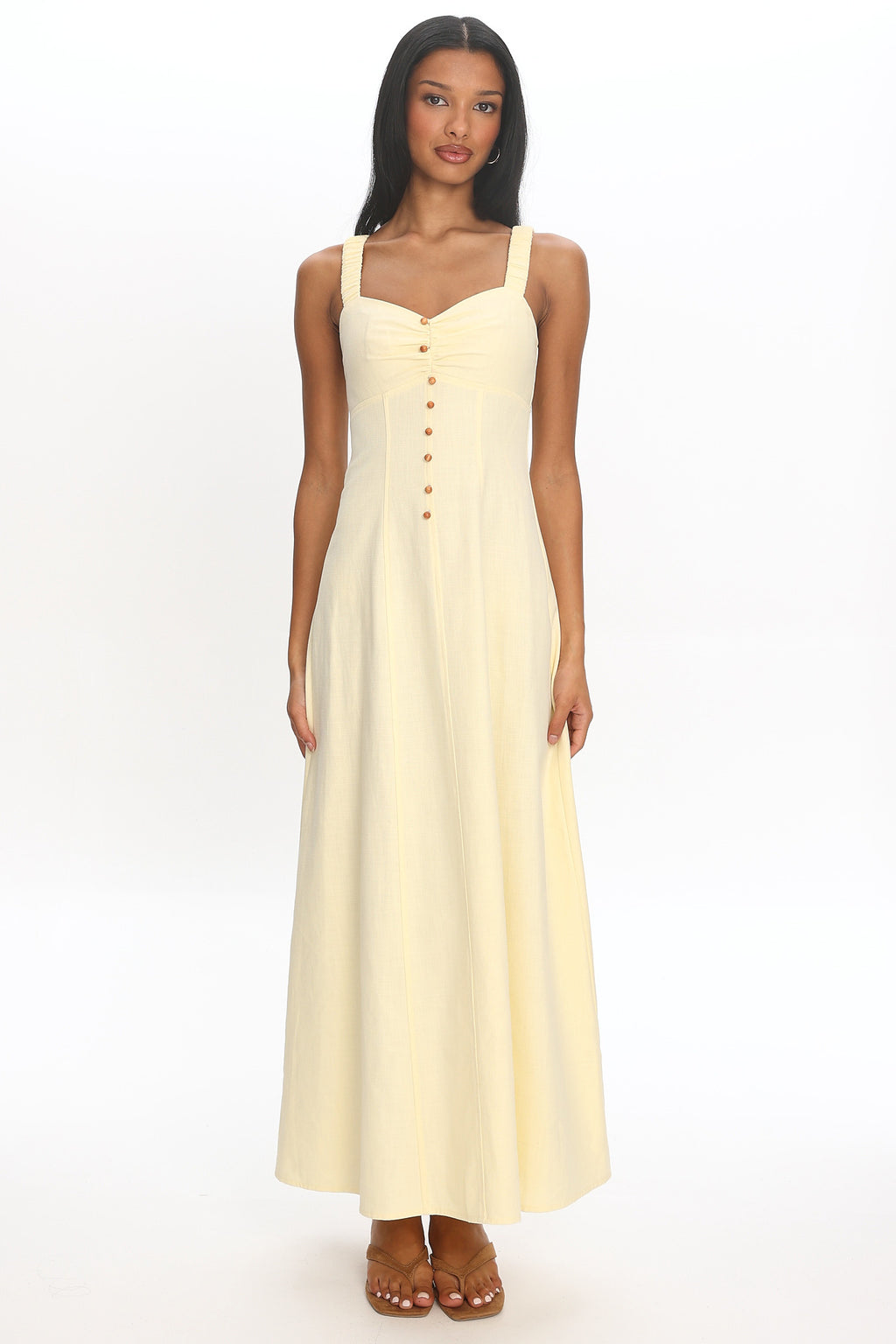 Petrichor Ruched Bust Maxi Dress Baby Yellow