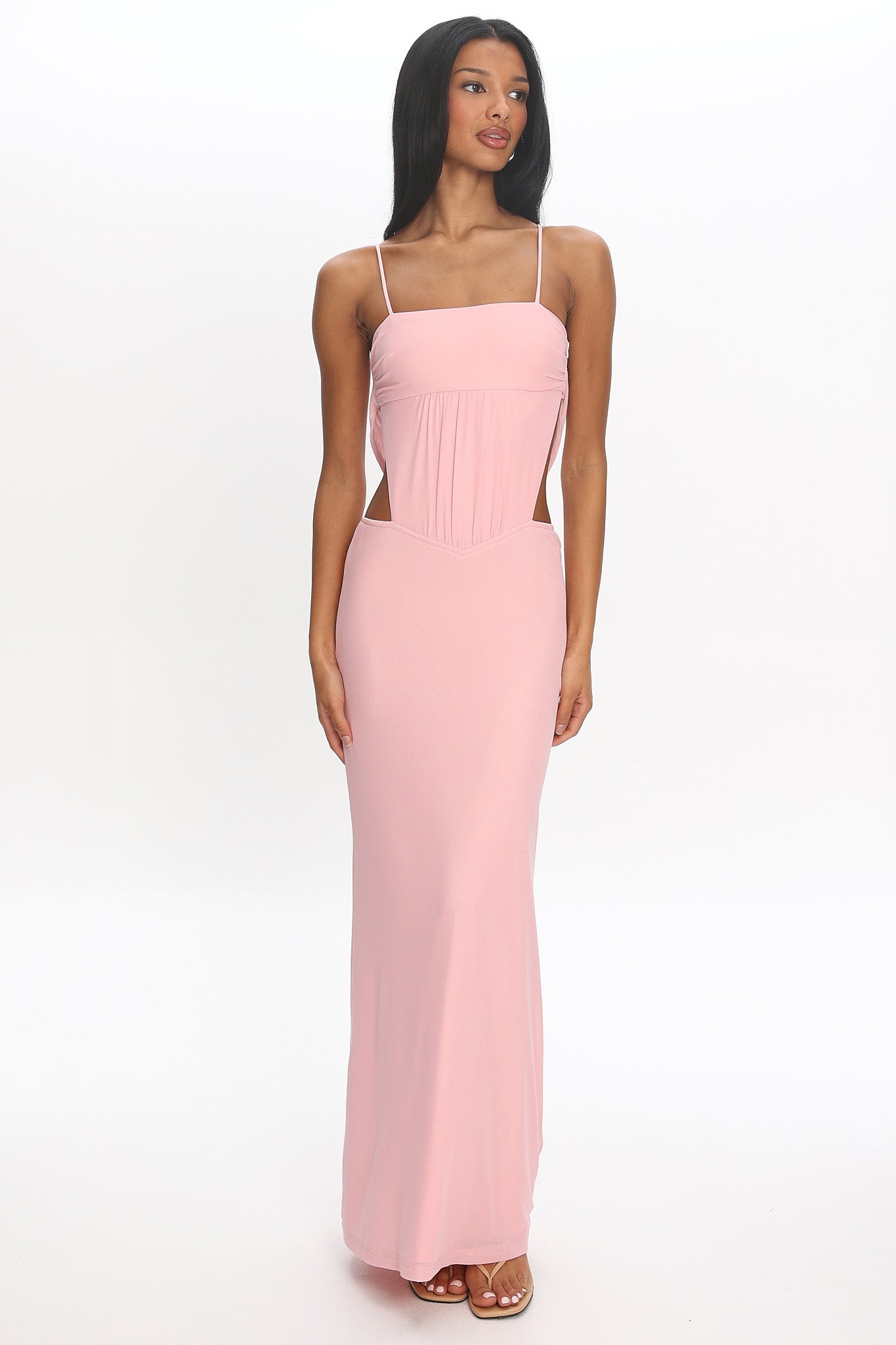 Monette Cutout Cowl Back Maxi Dress Blush
