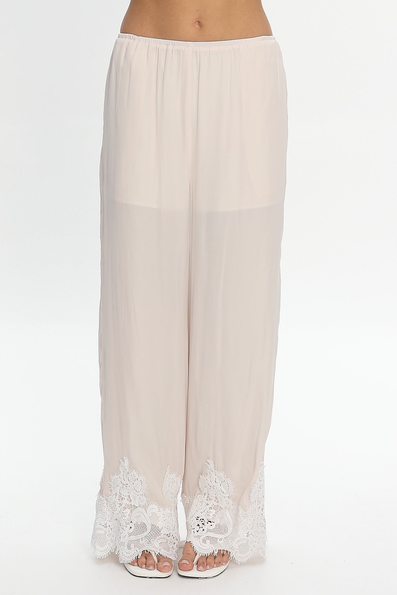 Insight Lace Trim Pants Cream